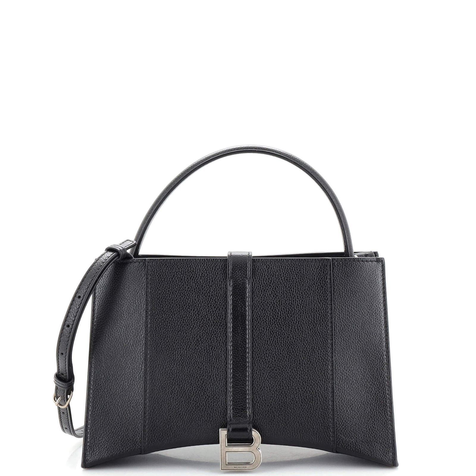 image of Balenciaga Hourglass East West Tote Leather Small in Black, Women's