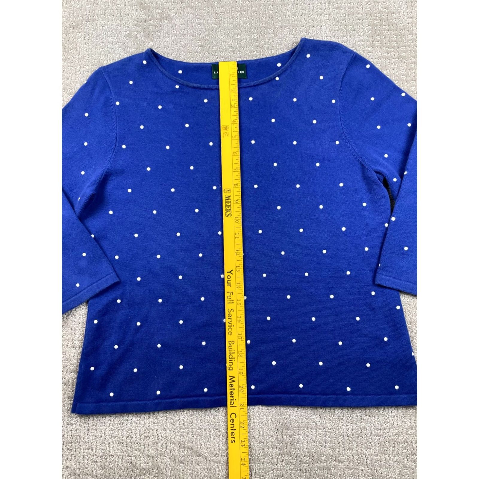 Ralph Lauren Lauren Ralph Lauren Shirt Women PM Blue Polka Dot Boat Neck Long Sleeve Casual Knit Cotton Regular Size M / US 6-8 / IT 42-44 - 2 Thumbnail
