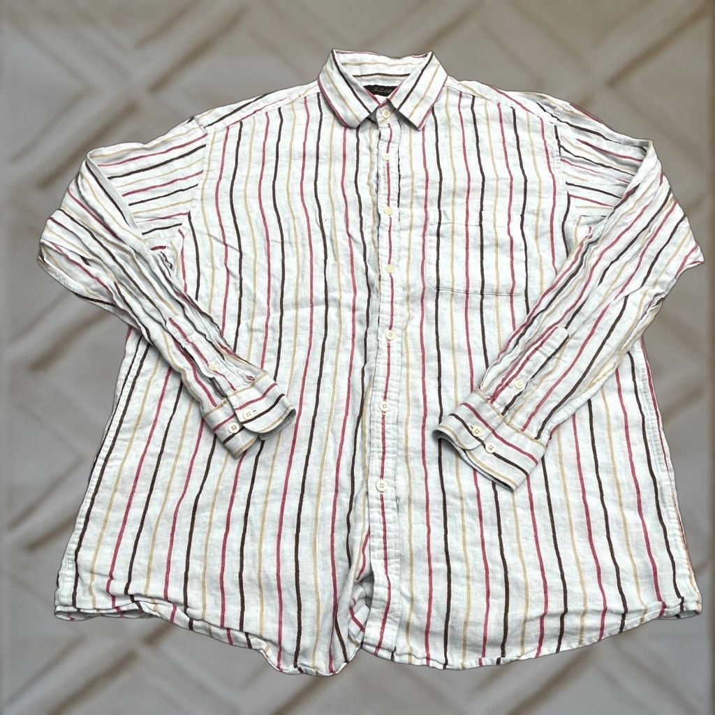 Tasso Elba Tasso Elba Button-Down Shirt Mens L Multicolor Linen Striped Long Sleeve Casual Size US L / EU 52-54 / 3 - 1 Thumbnail