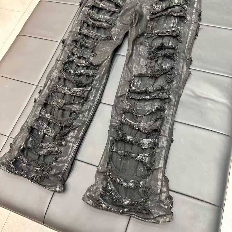 Rick Owens Rick Owens Black Distressed Flare Jeans Size 32-2508 Size US 32 / EU 48 - 4 Thumbnail