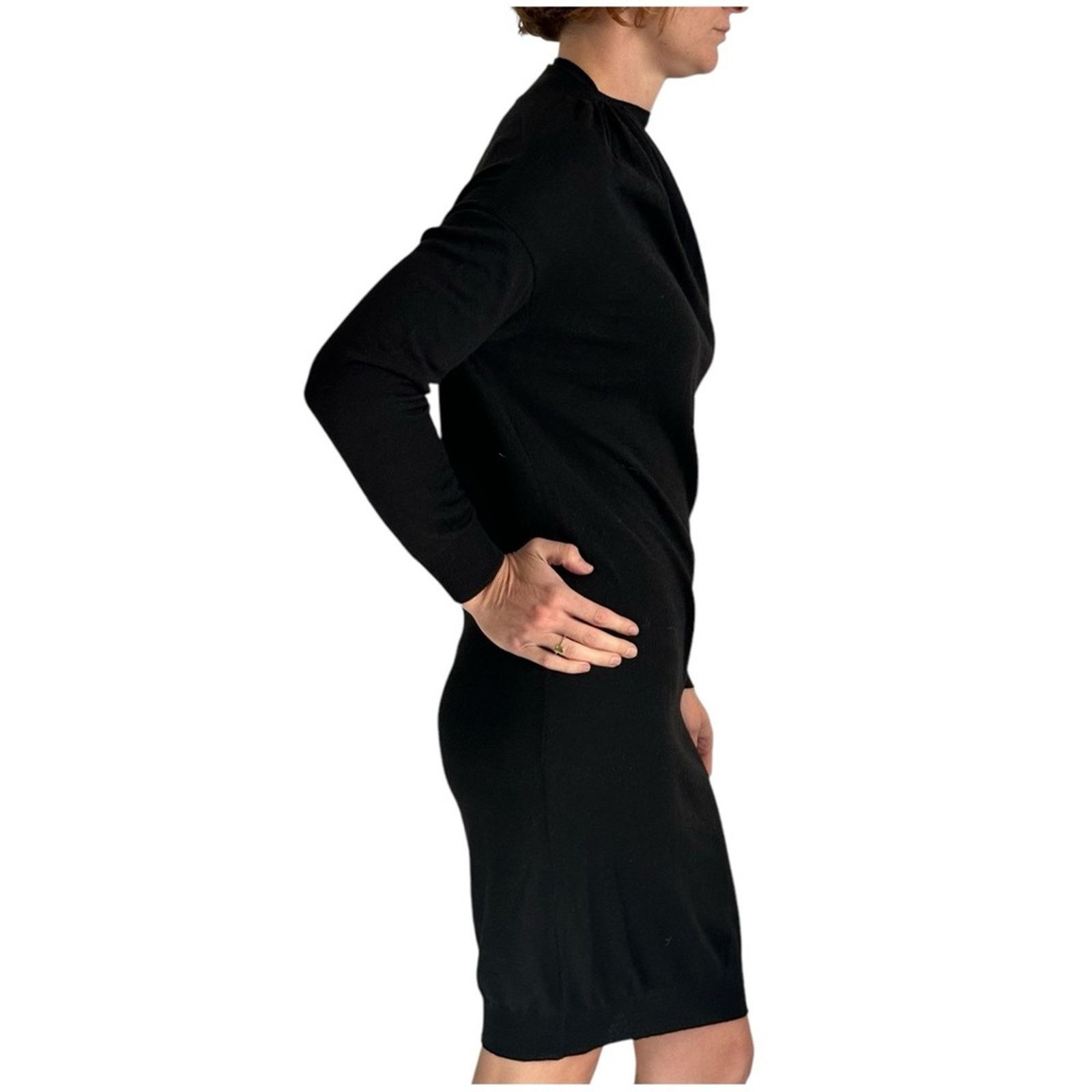 Lanvin Vtg Alber Elbaz Y2K Era Black Sweater Dress Wool Cash Silk Size XS / US 0-2 / IT 36-38 - 4 Thumbnail