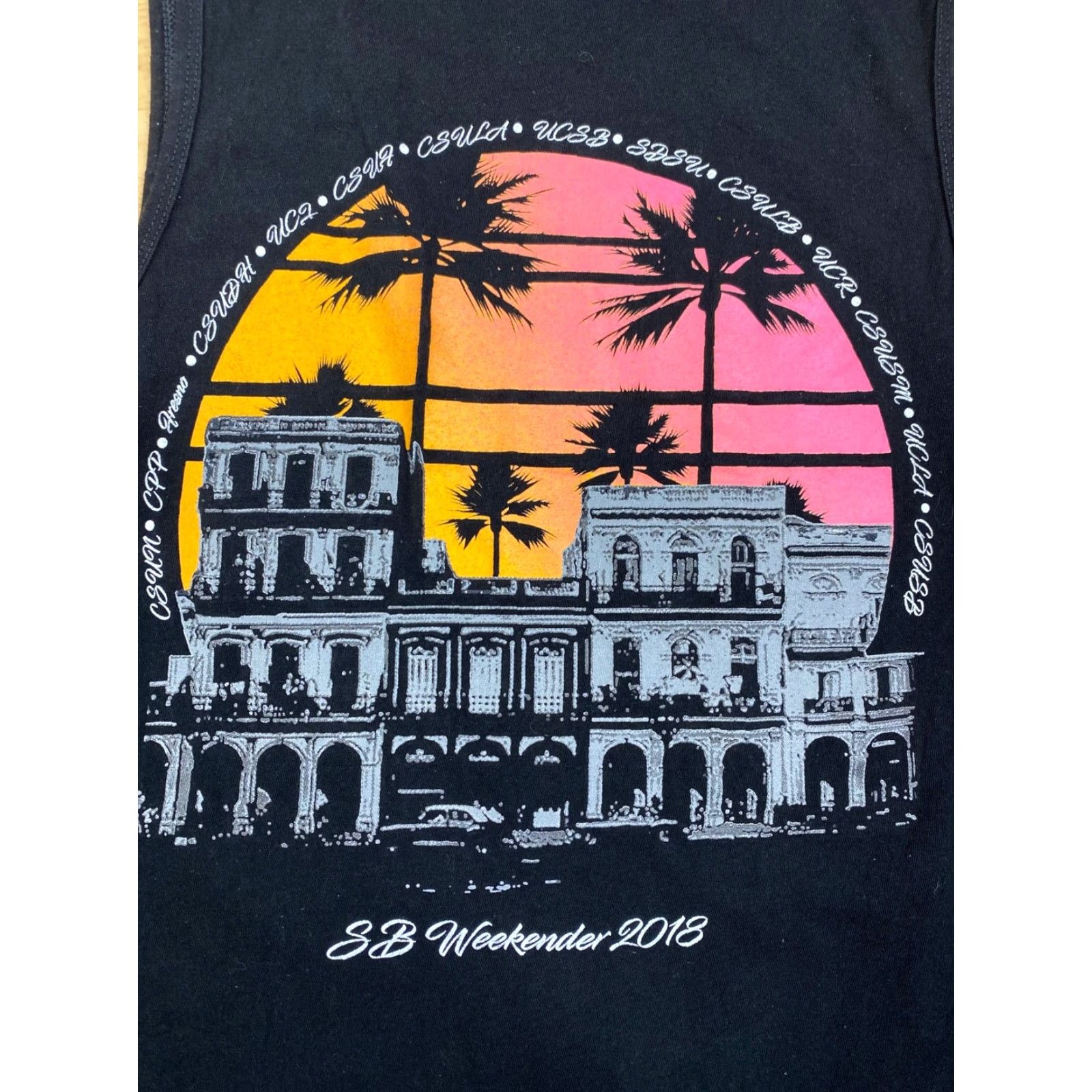 Vintage Havana Nights Santa Barbara 2018 Weekender Graphic Tank Top Tank Black Round Neck Sleeveless Men M Beach Activewear Breathable Unbranded Size US M / EU 48-50 / 2 - 2 Thumbnail