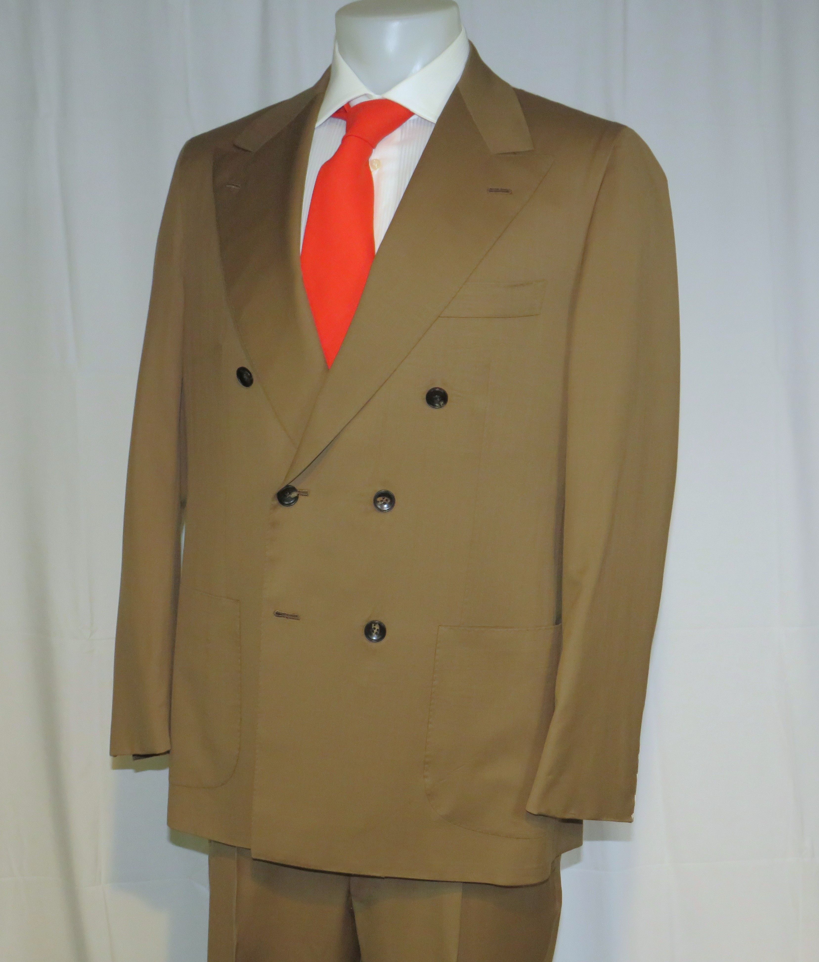 Kiton Custom Solid Brown Double Breasted Suit 45L NWT $12000 Size 46L - 10 Thumbnail