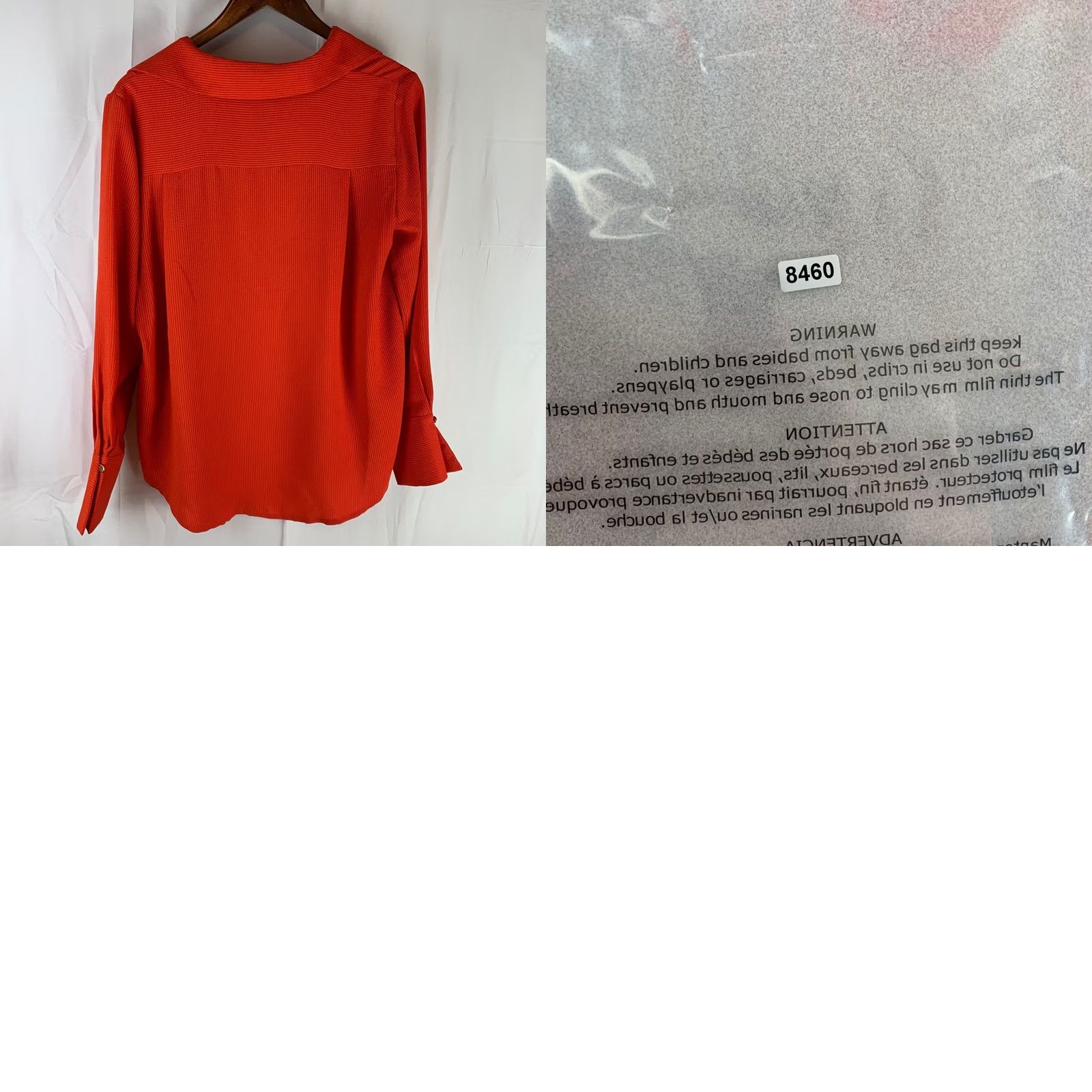Vintage Halogen Blouse Womens Medium Orange Red V-Neck Long Sleeve Textured HLG11863 Size M / US 6-8 / IT 42-44 - 8 Thumbnail