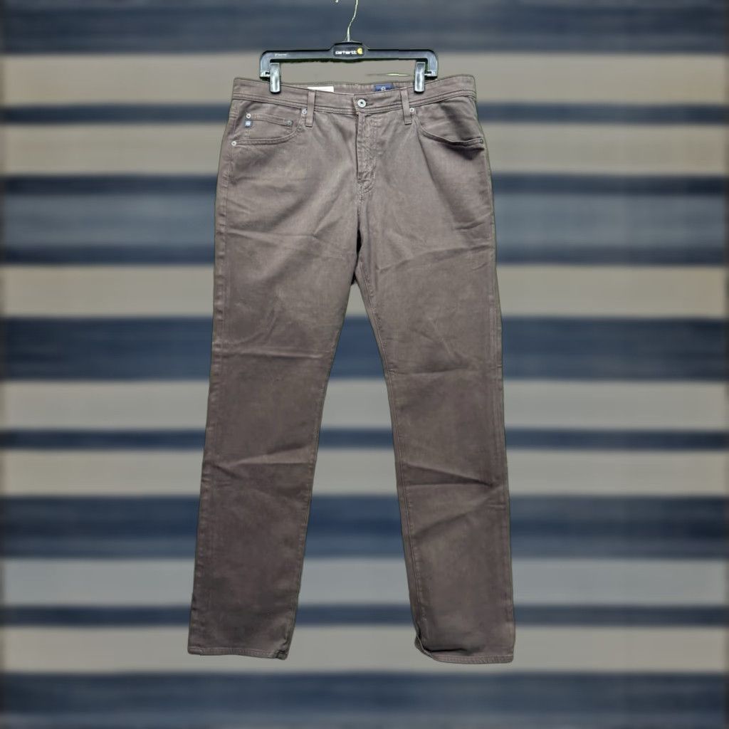 Vintage AG Adriano Goldschmied Pants Mens 36x34 The Graduate Tailored Leg Chino Stretch Brown Size US 36 / EU 52 - 1 Thumbnail