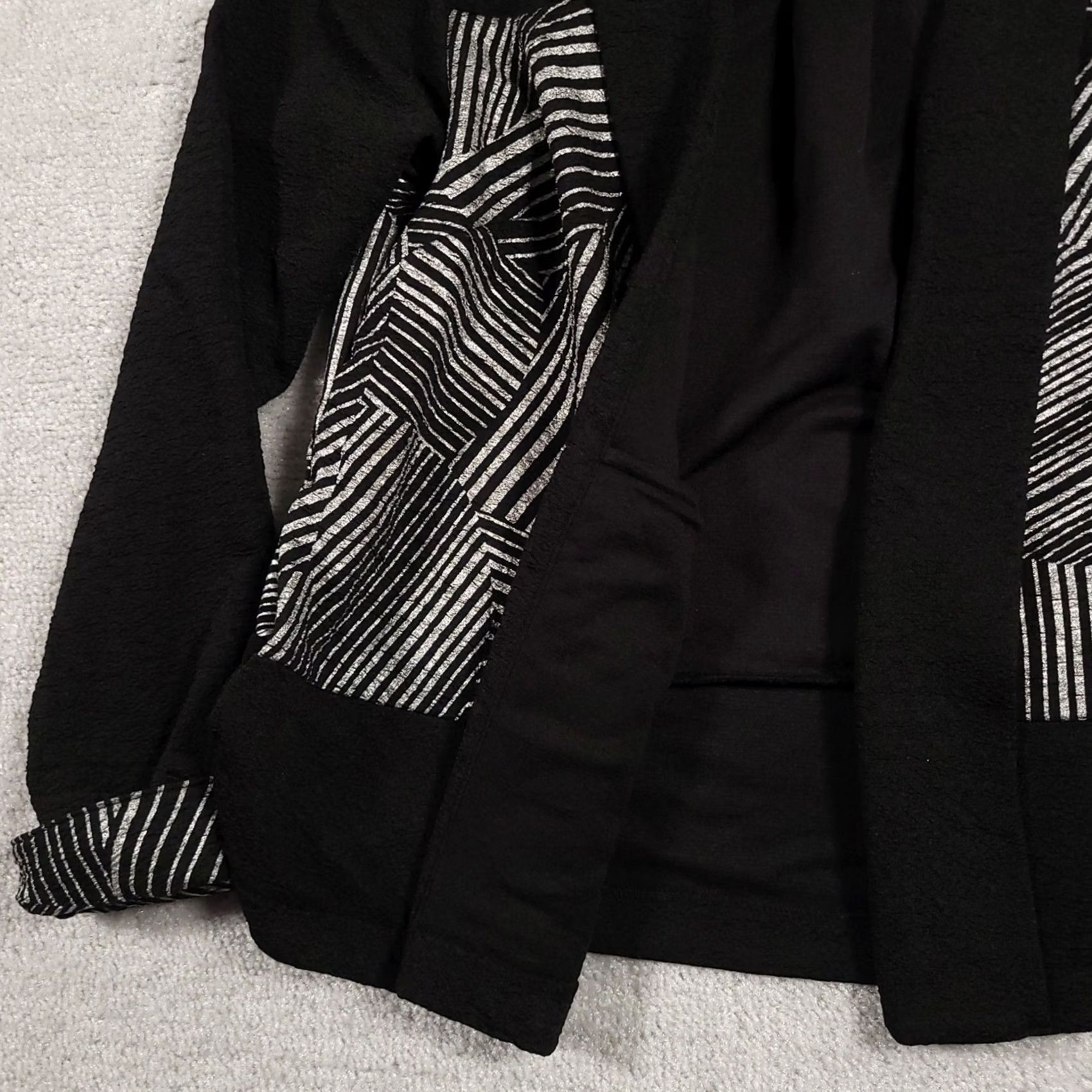 Vintage Christopher & Banks Open Front Blazer Jacket Women's Medium Black Silver Heavy Size M / US 6-8 / IT 42-44 - 5 Thumbnail