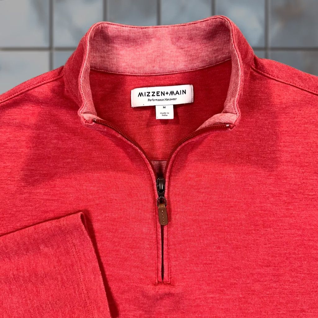 Mizzen+Main Mizzen+Main Pullover Mens M Red Performance Sweater 1/4 Zip Golf Preppy Size US M / EU 48-50 / 2 - 1 Thumbnail