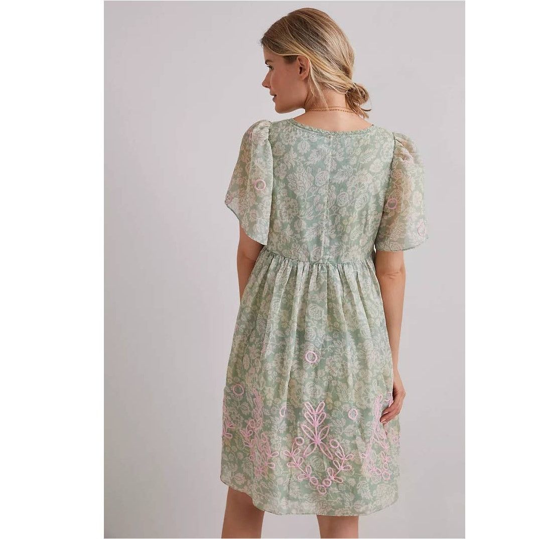 Anthropologie New FOREVER THAT GIRL Trellis Embroidered Mini Floral Dress Size S / US 4 / IT 40 - 3 Thumbnail