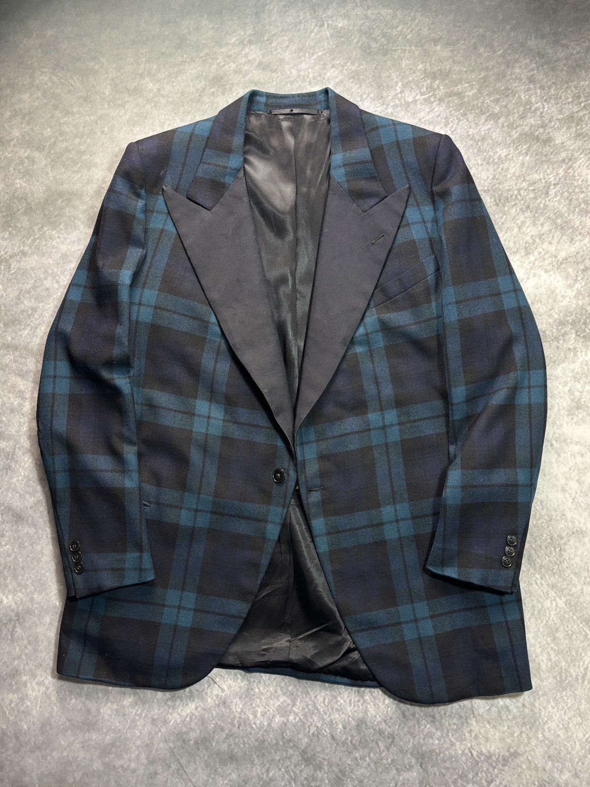 Vintage 1950s Plaid Blazer True Vintage Suit Jacket Wool 1940s Green Size 40R - 1 Thumbnail