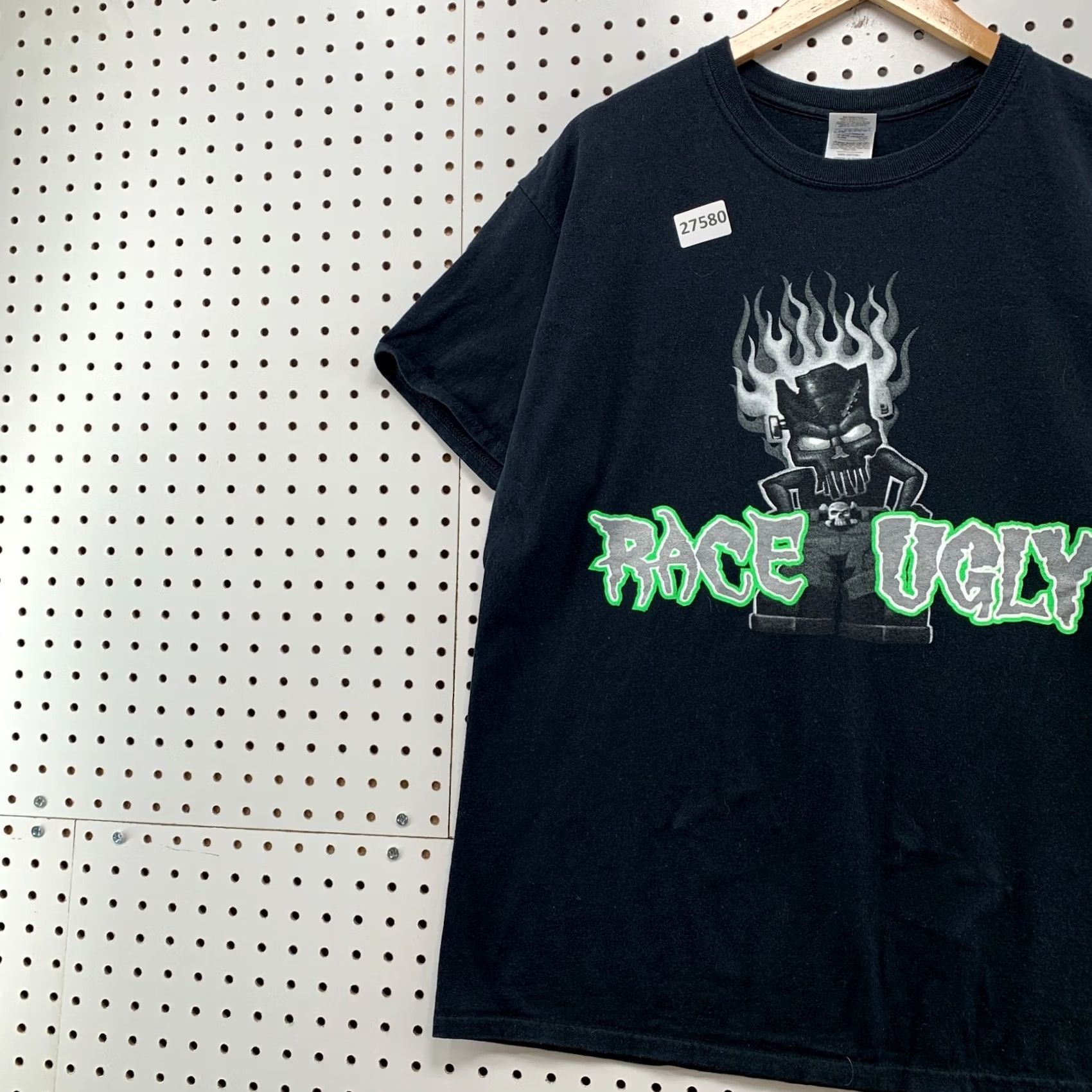 Gildan Race Ugly Shirt Funny Prius Quote Black Green Flames Mens Large 21.5x28 Adult Large Black Green Flames Prius Joke Quote T-Shirt Nike? Size US L / EU 52-54 / 3 - 4 Thumbnail