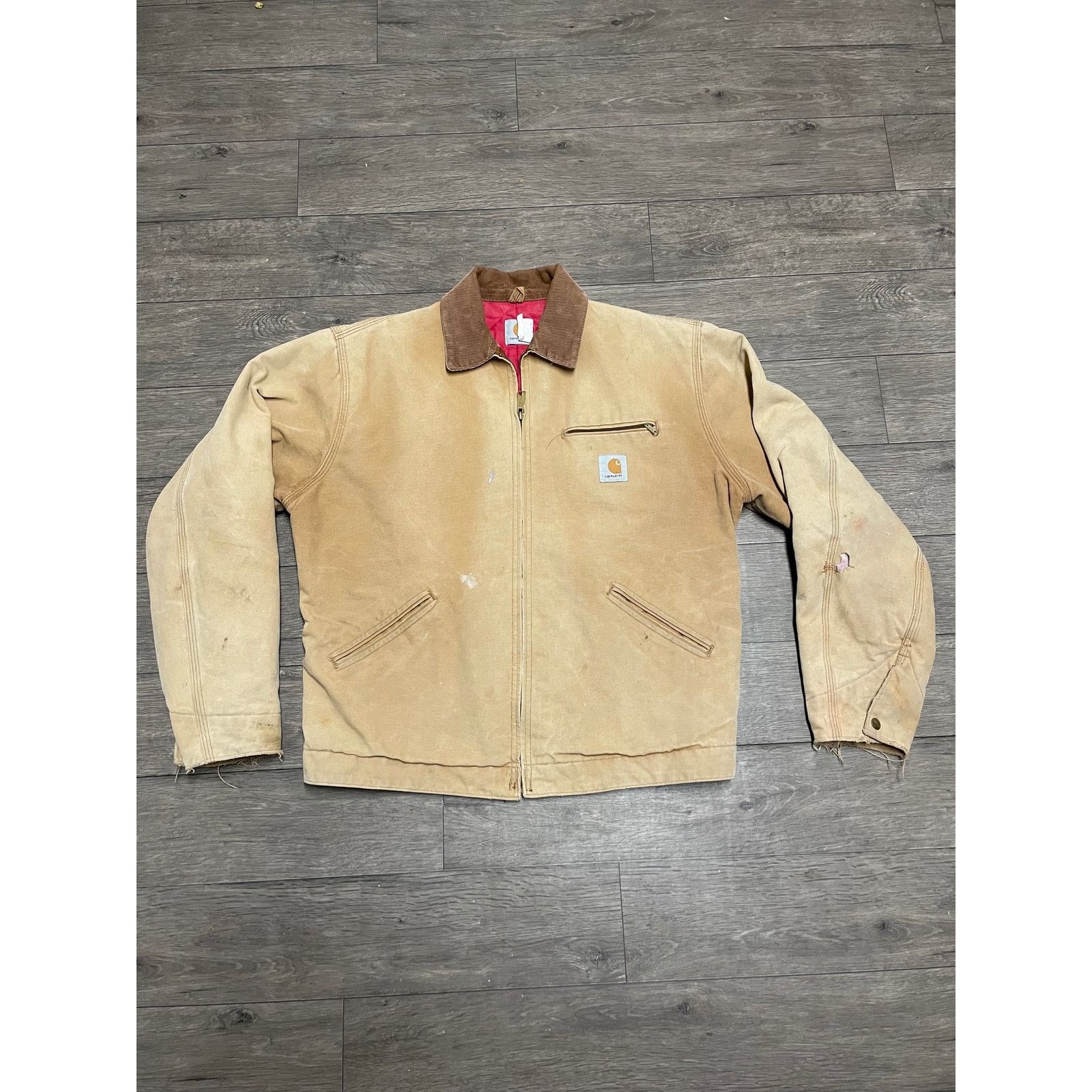 Carhartt × Vintage Vintage Carhartt Detroit Tan Jacket Quilted Lined Sz L Size US L / EU 52-54 / 3 - 1 Thumbnail