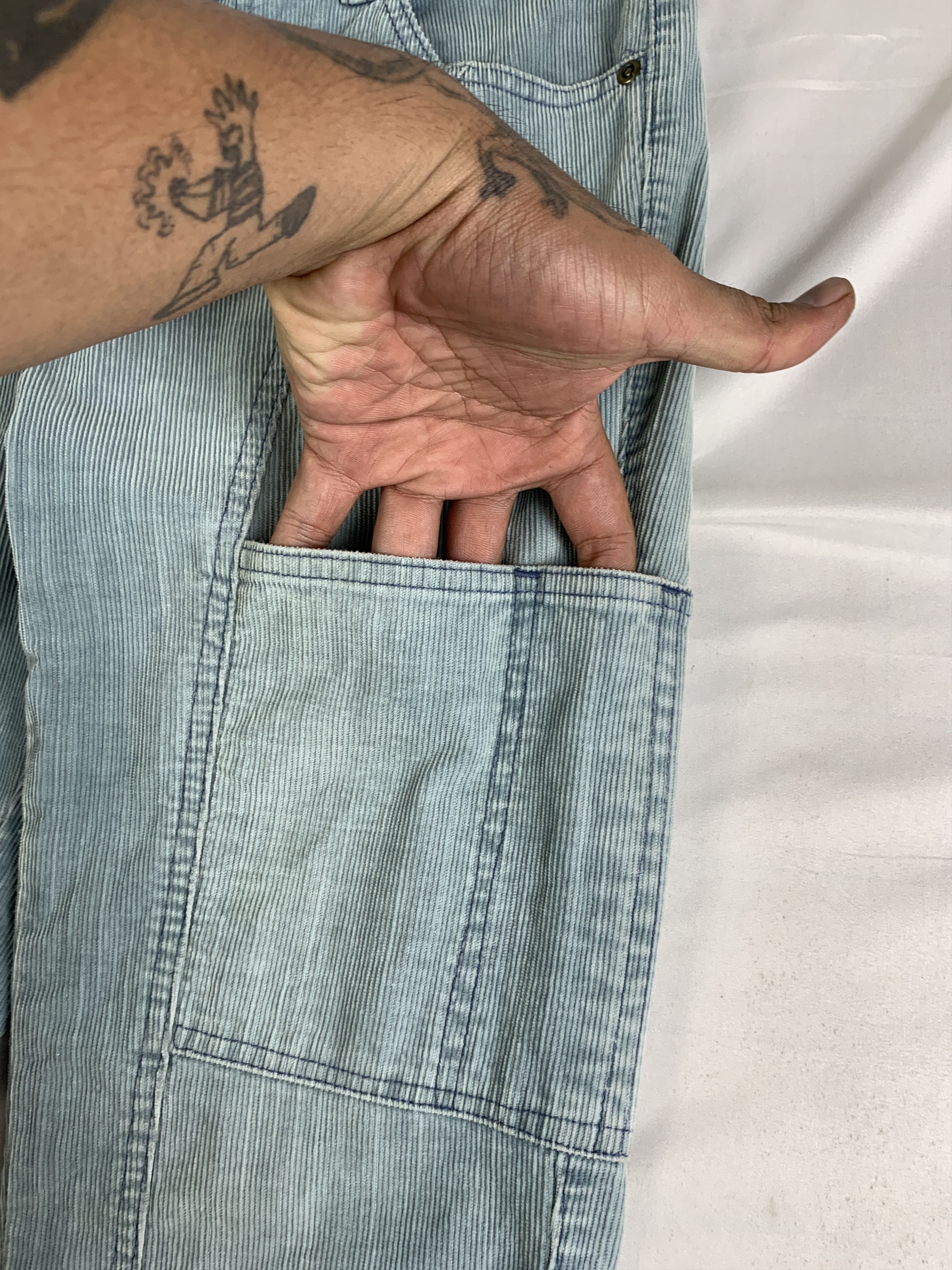 Japanese Brand ikka Baby Blue Corduroy Boot Cut Flare Pants (30) Size 30" / US 8 / IT 44 - 6 Thumbnail
