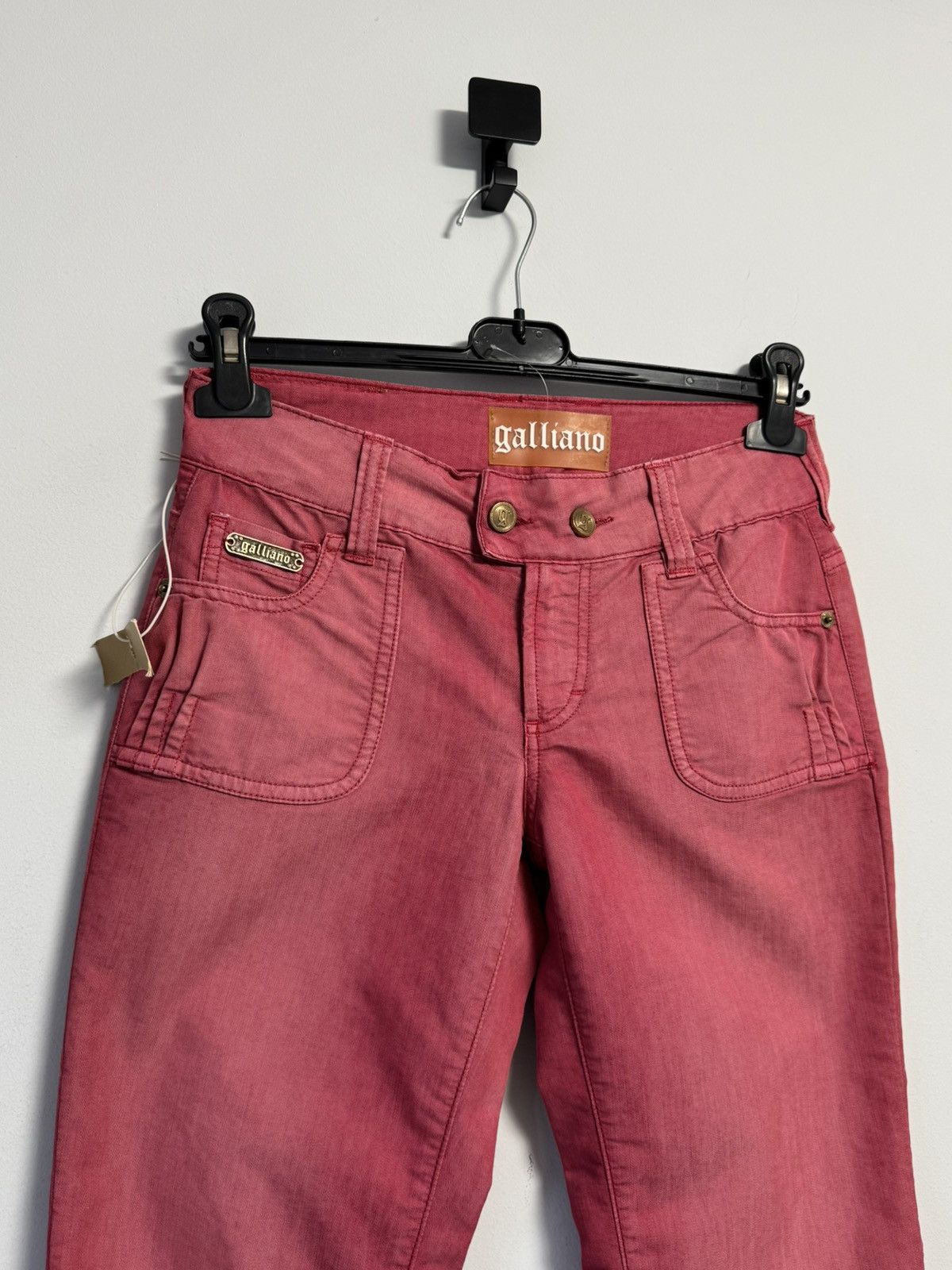 John Galliano NEW Galliano 3/4 cropped pants trousers pink size 26 40 Size 26" / US 2 / IT 38 - 2 Thumbnail