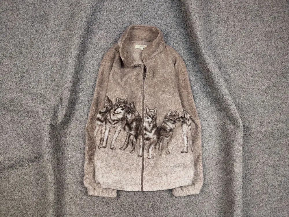 Japanese Brand Vintage 90's Fleece Zip Jacket Supreme Art Brown Wolf Hype Size US M / EU 48-50 / 2 - 1 Thumbnail