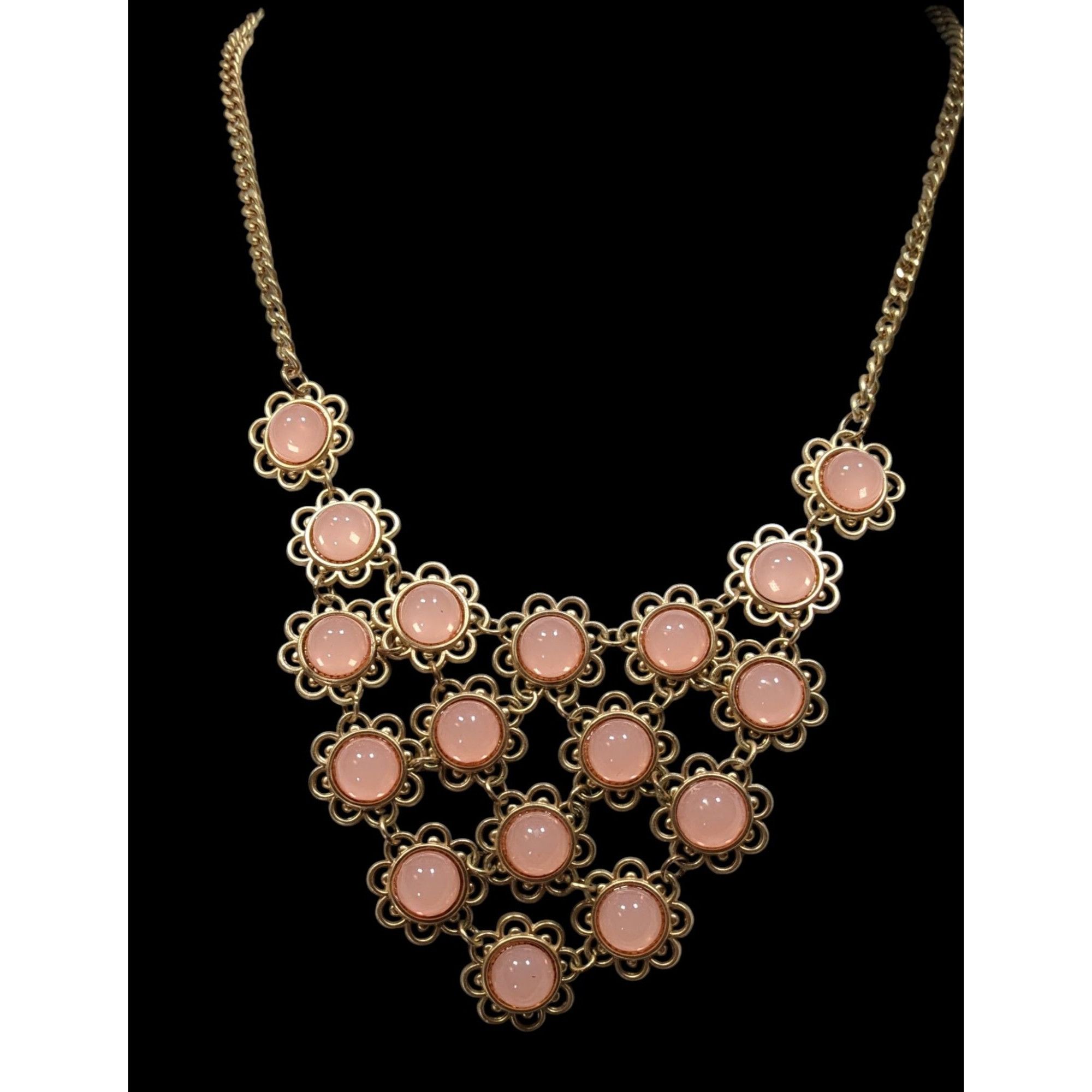 Other Vintage Coquette Floral Bib Necklace With Gold Tone Metal An Size ONE SIZE - 2 Thumbnail