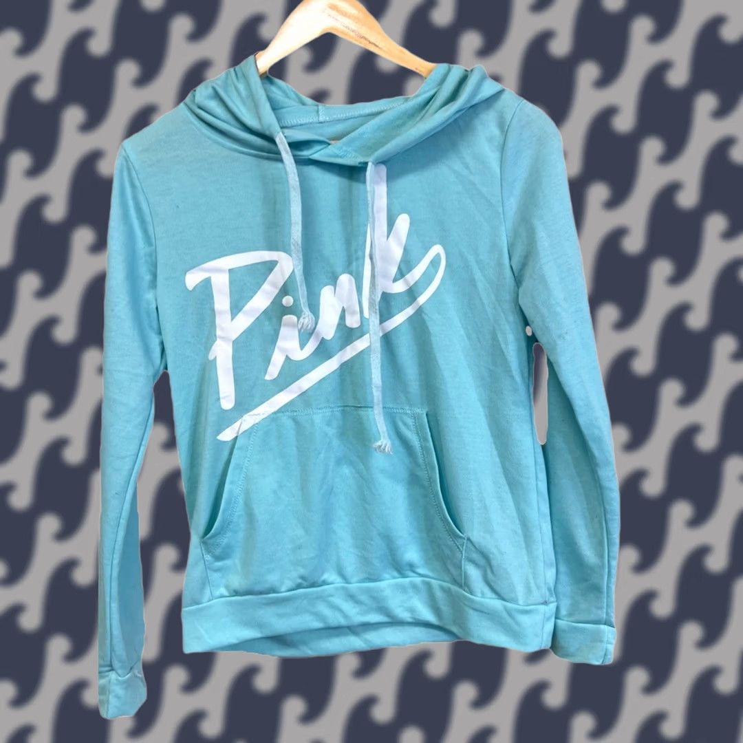 Victoria's Secret PINK Victoria’s Secret Hoodie Womens Pullover Lightweight Logo Aqua Blue, Size S, Cotton-Polyester Blend, Lounge Activewear Size S / US 4 / IT 40 - 1 Thumbnail
