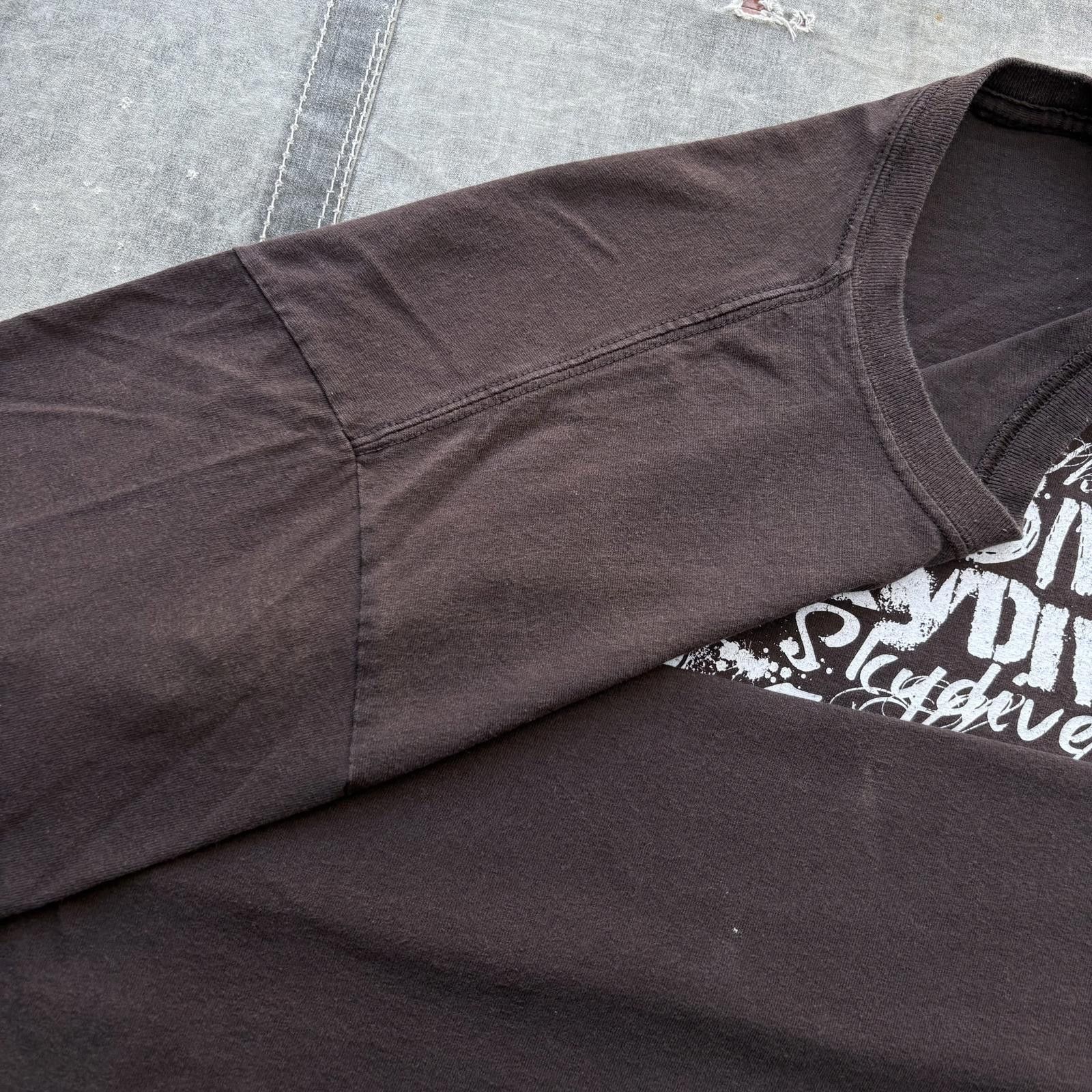 Vintage Vintage Y2K Skydive Affliction Font Chocolate Brown Shirt Size US XL / EU 56 / 4 - 5 Thumbnail