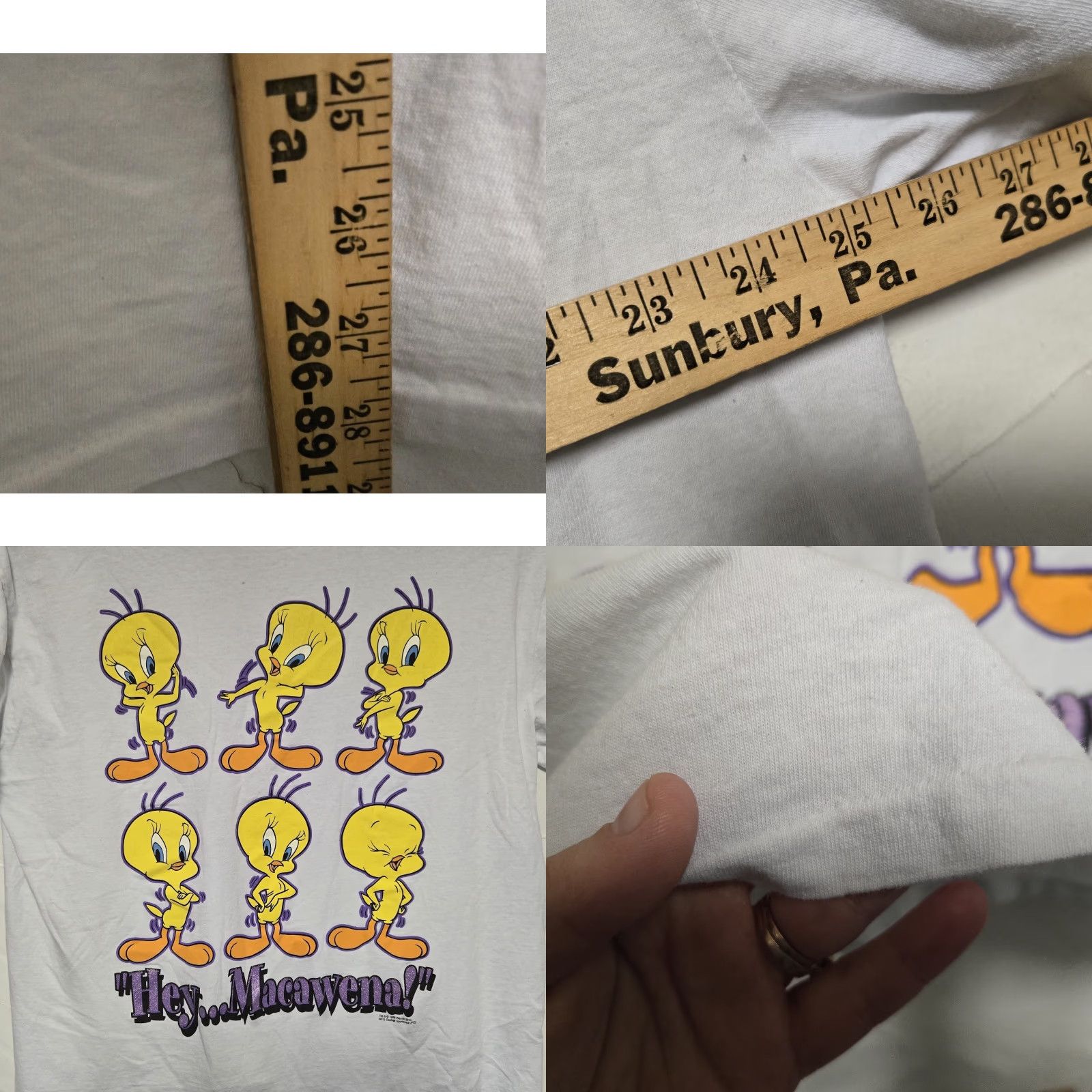 Vintage VINTAGE Tweety-Bird Hey Macawena T-Shirt XL White 1996 Big-Print Single-Stitch Mens Regular XL Shirt Bird Tweety 90s Size US XL / EU 56 / 4 - 8 Thumbnail