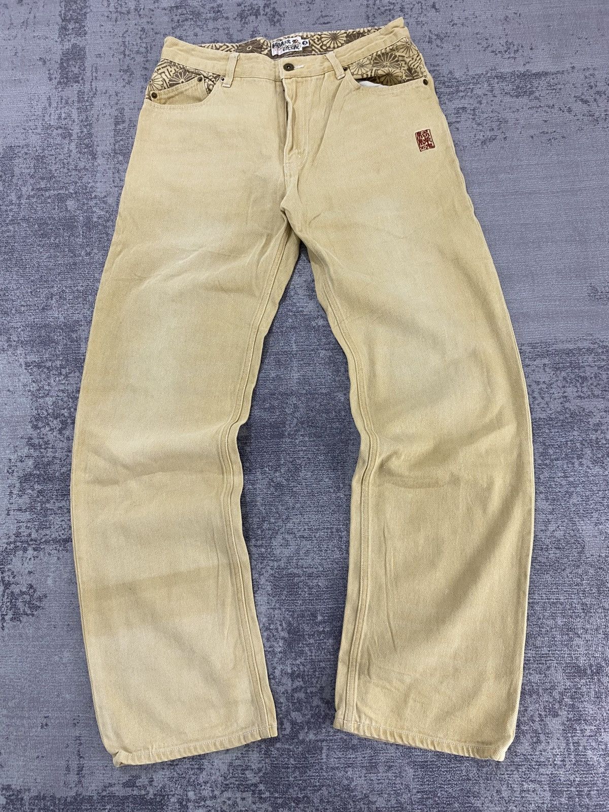 Karakuri Tamashii buckle back karakuri paint & embroidery pant poem harajuku Size US 31 - 4 Thumbnail