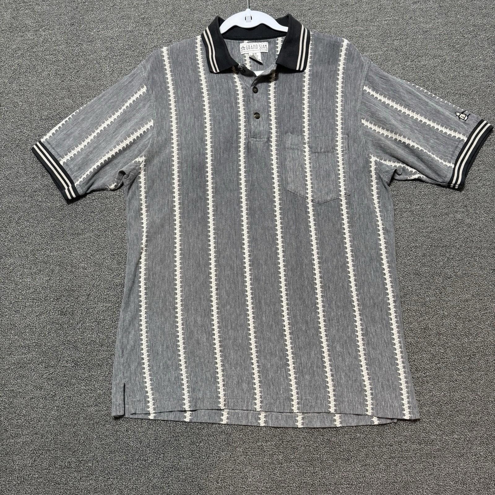 Grand Slam VTG Grand Slam Mens M Cotton Golf Polo Short Sleeve Striped Size US L / EU 52-54 / 3 - 1 Thumbnail