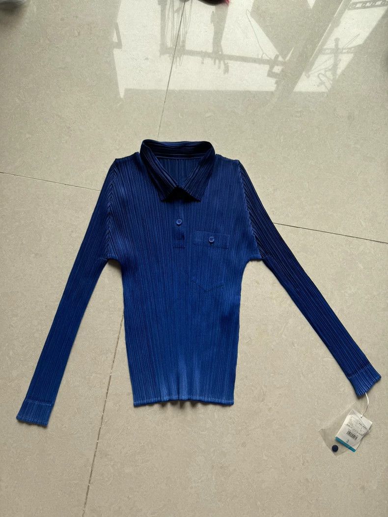 Issey Miyake Issey Miyake size:3 Blue pleated long-sleeved shirt Size M / US 6-8 / IT 42-44 - 8 Thumbnail