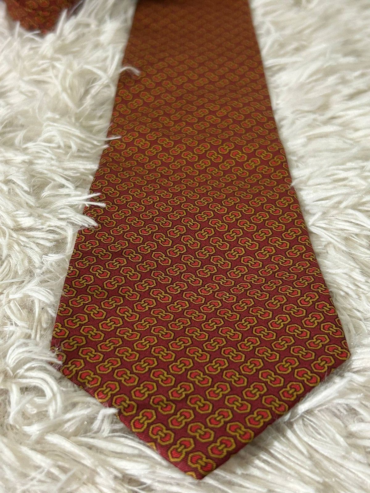 Etro ETRO Milano Men's 100% Silk Vintage Burgundy Gold Tie Size ONE SIZE - 6 Thumbnail