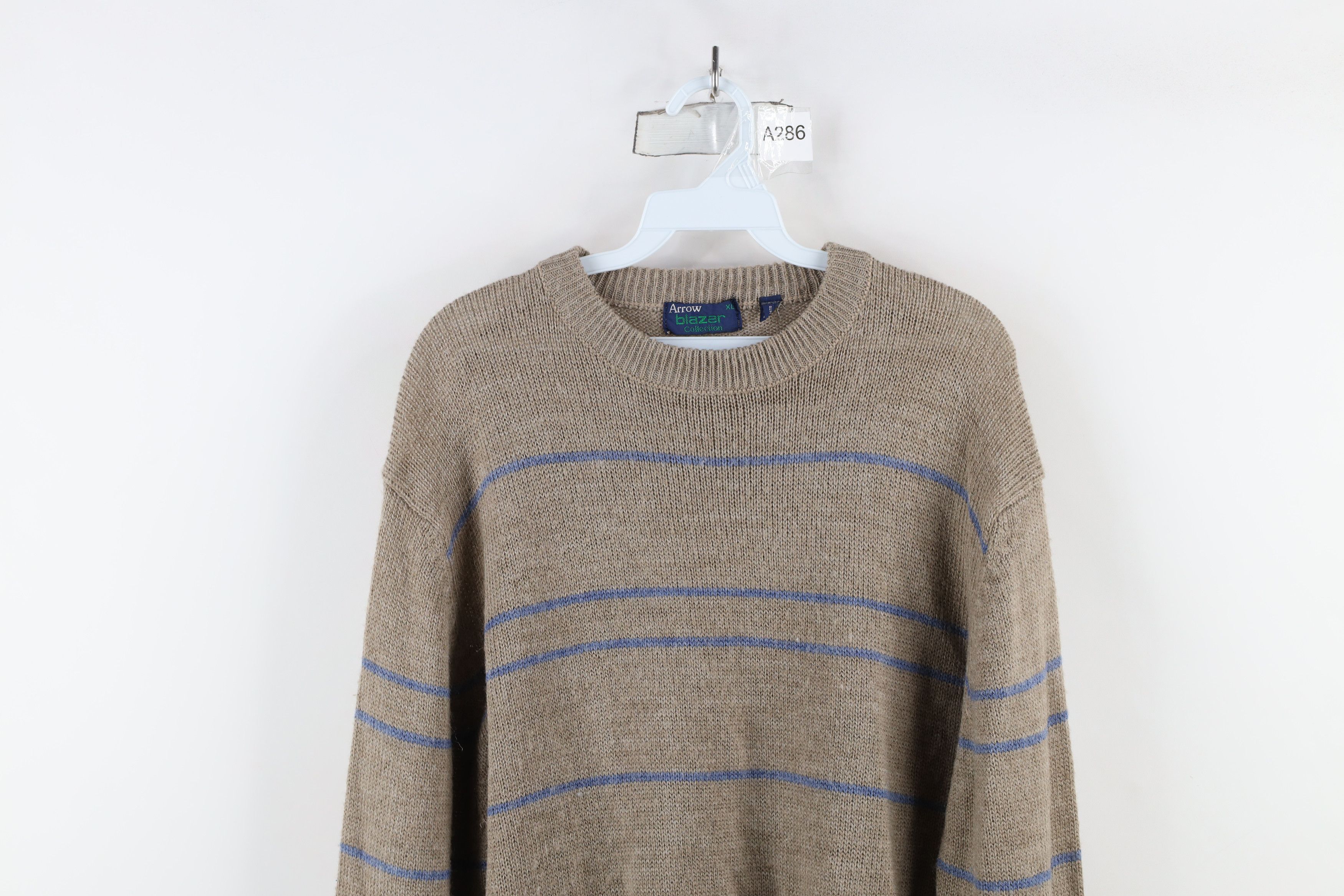 Vintage Vintage 70s Streetwear Crewneck Sweater Oatmeal Brown Size US XL / EU 56 / 4 - 2 Thumbnail