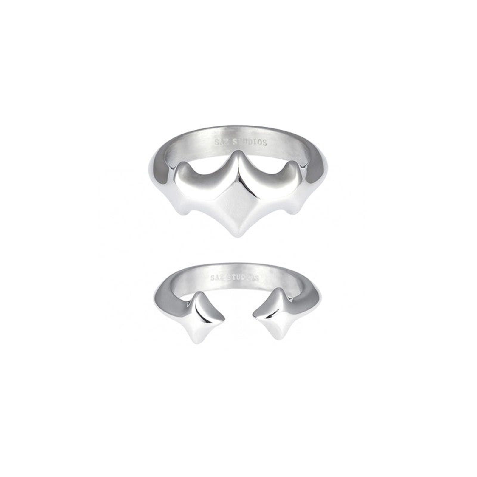 Jewelry Unisex Silver Ring – Grid Star Pattern, Open Fit Size ONE SIZE - 5 Thumbnail