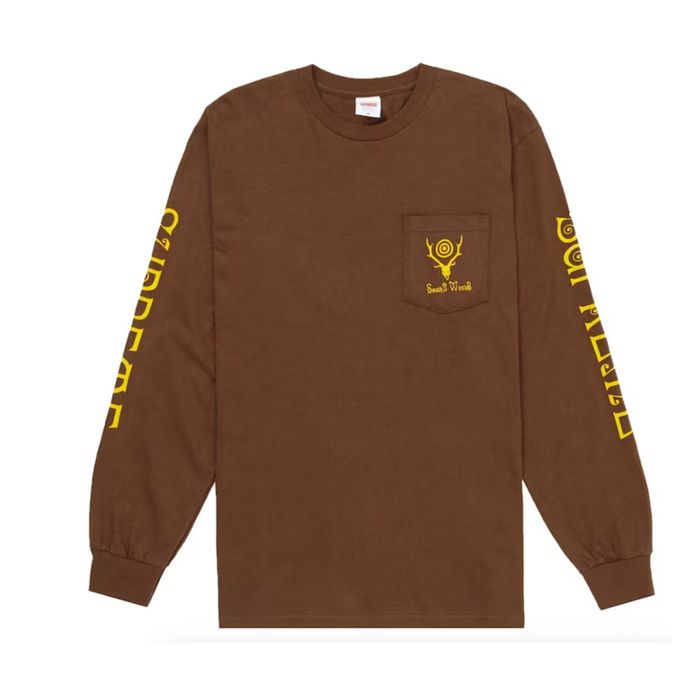 Supreme Supreme SOUTH2 WEST8 Brown Yellow Long sleeve T-Shirt