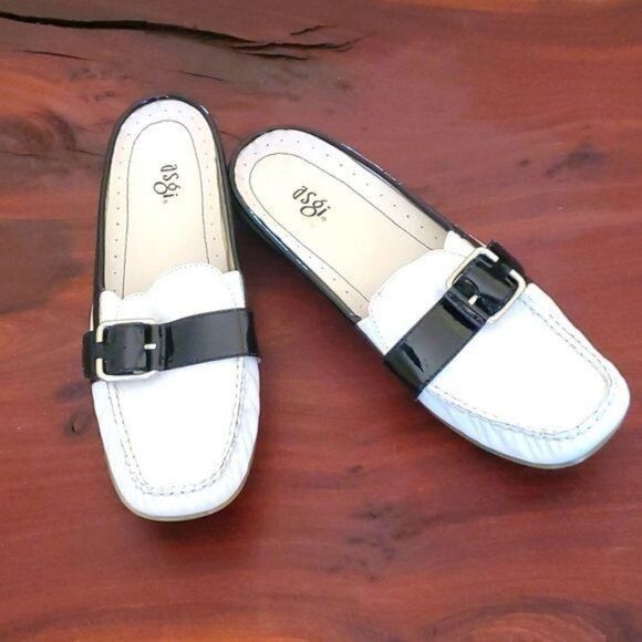 Vintage ASGI White & Black Leather Sz. 7 Mule Loafer Size US 7 / IT 37 - 1 Thumbnail