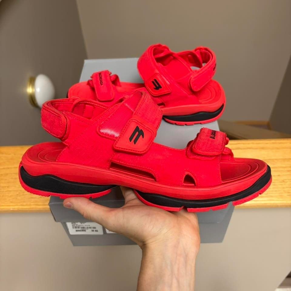 Balenciaga Balenciaga Red Black Tourist Strap Sandals Slides Size US 9 / EU 42 - 2 Thumbnail