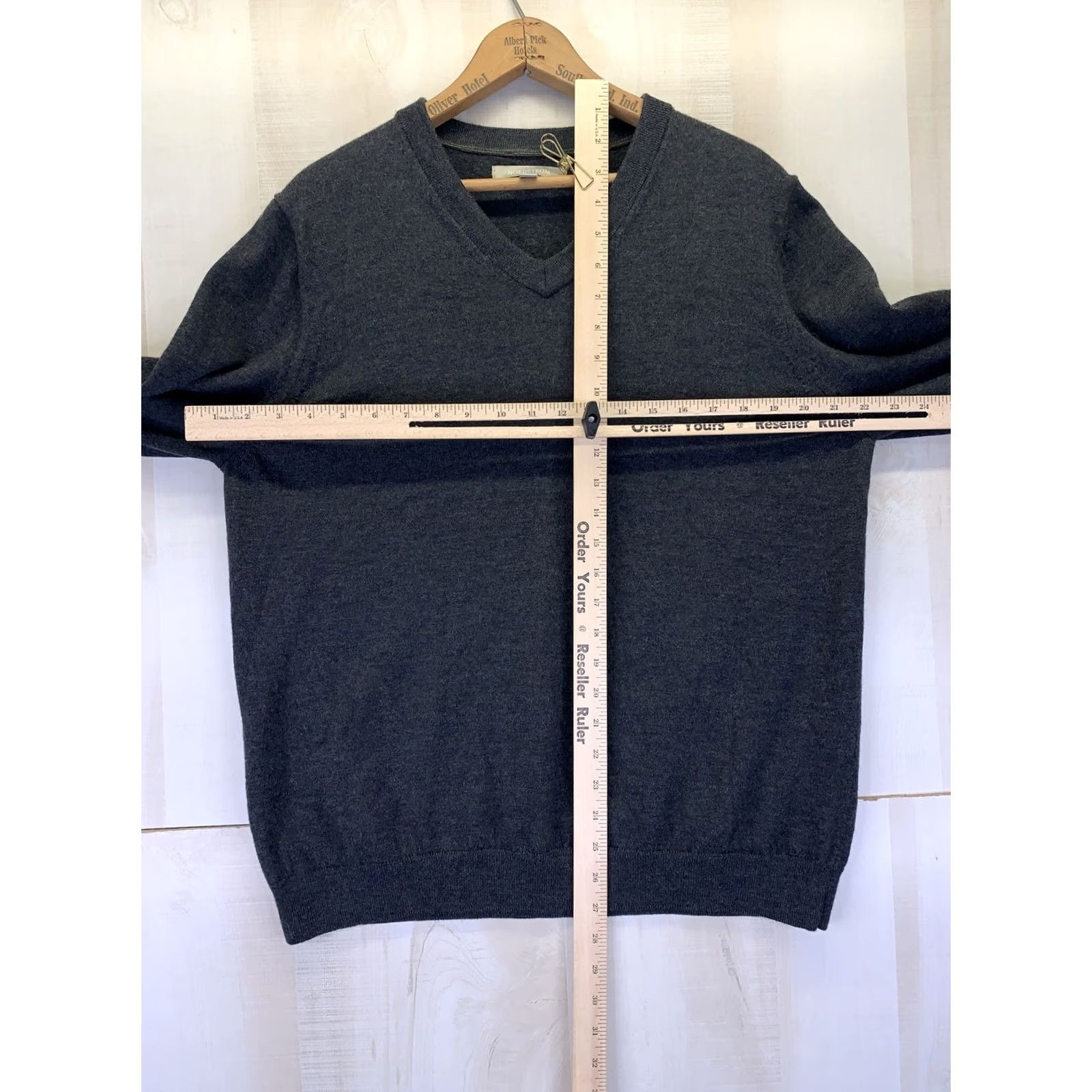 Nordstrom VINTAGE Nordstrom Sweater Shirt Womens XL 100% Merino Wool V-Neck Slate Green 9743 Size XL / US 12-14 / IT 48-50 - 4 Thumbnail