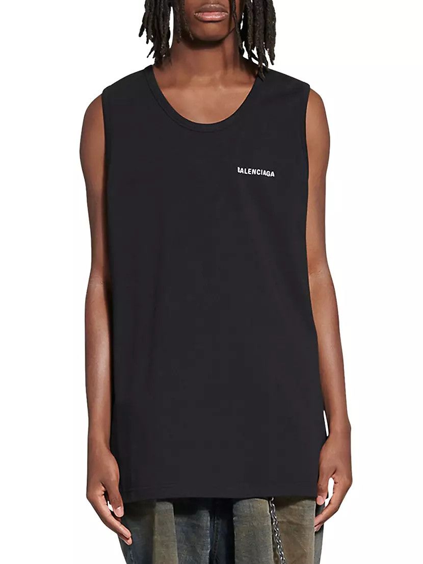 Balenciaga o1mt1gz0824 Loose Tank Top in Black Size XS / US 0-2 / IT 36-38 - 4 Thumbnail