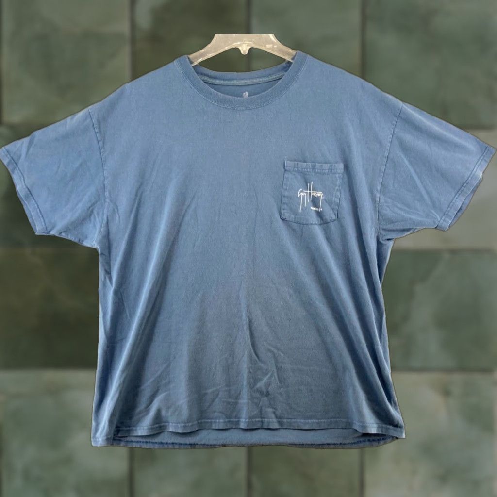 Guy Harvey Guy Harvey T Shirt Mens XL Blue Water Sword Fish Pocket Faded Beach Outdoors Size US XL / EU 56 / 4 - 1 Thumbnail