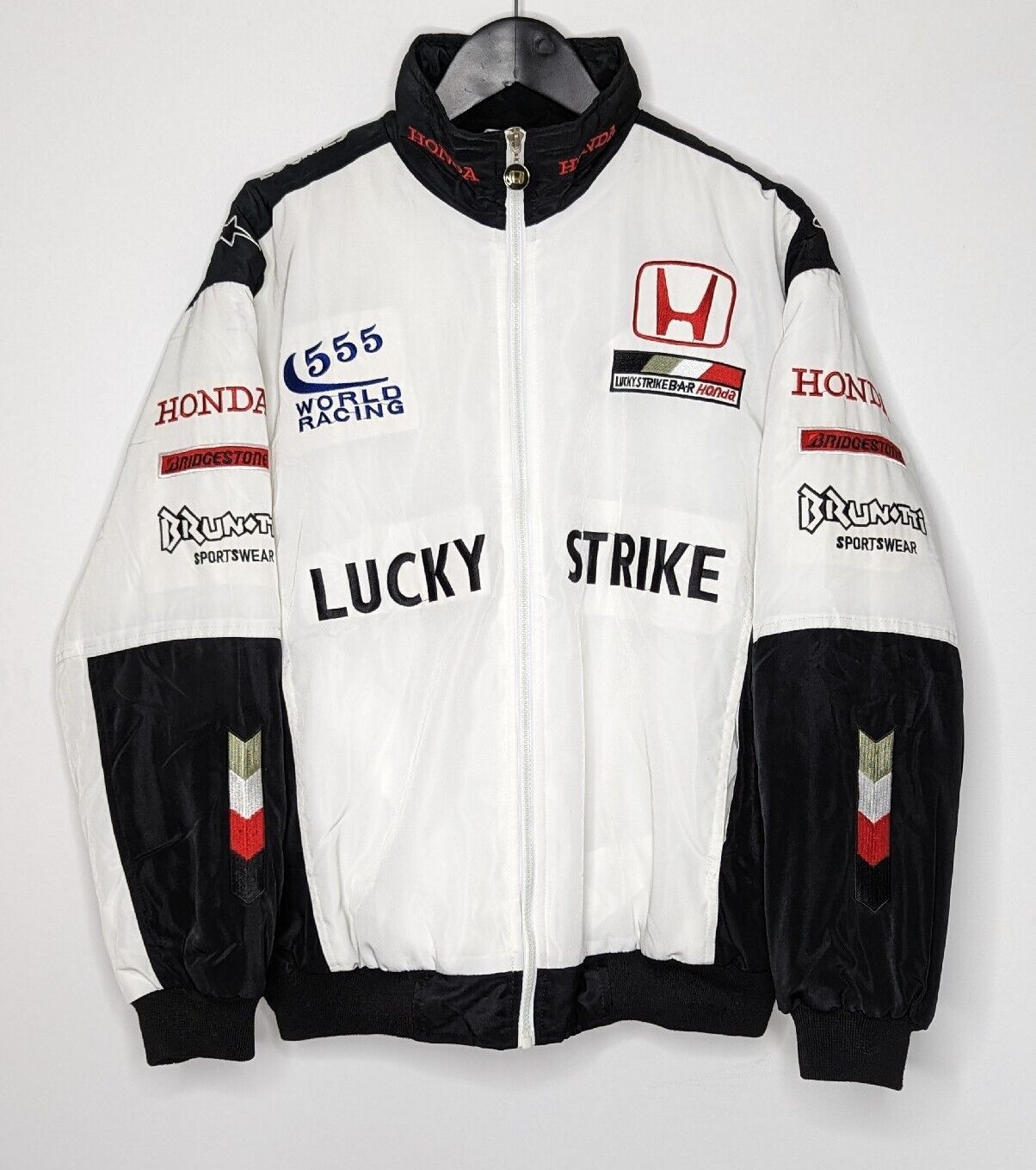 Image of Formula Uno x Honda Vintage F1 Honda 555 World Racing Full Zip Jacket - Size S in White, Men's