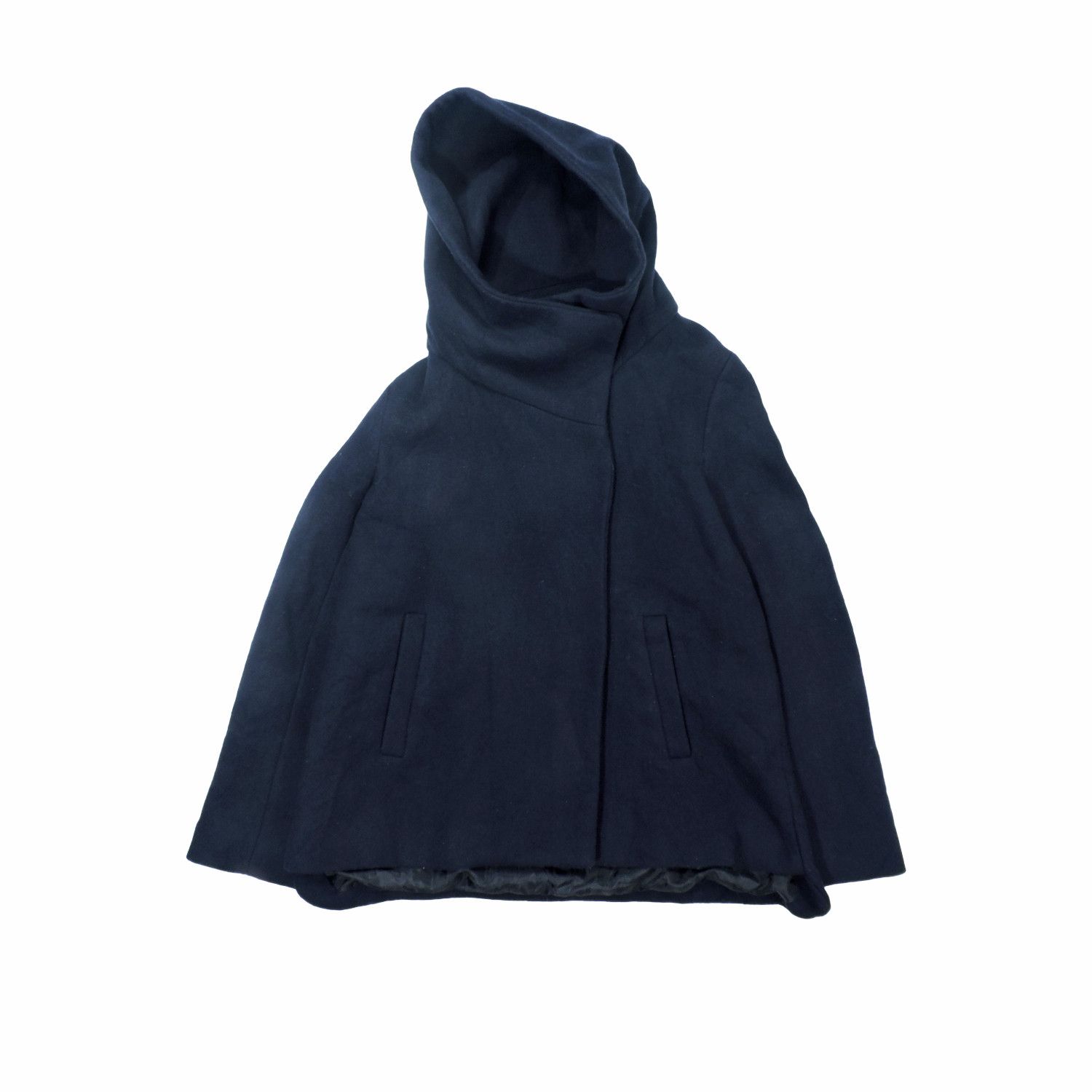 ZARA BASIC OUTWEAR HOODED WRAP COCOON PEA COAT JACKET