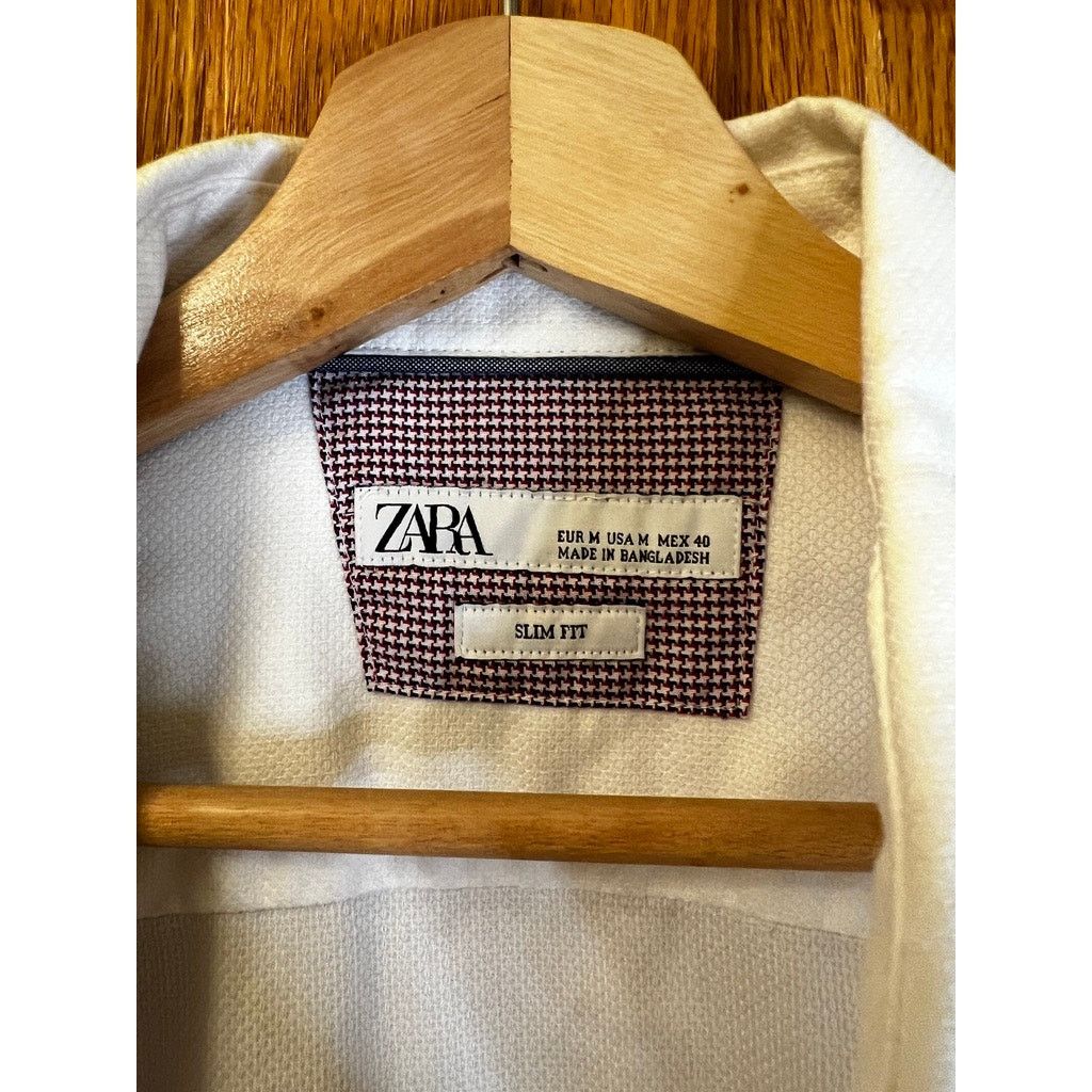 Zara Zara White Button Down Size M Slim Fit Size US M / EU 48-50 / 2 - 2 Thumbnail