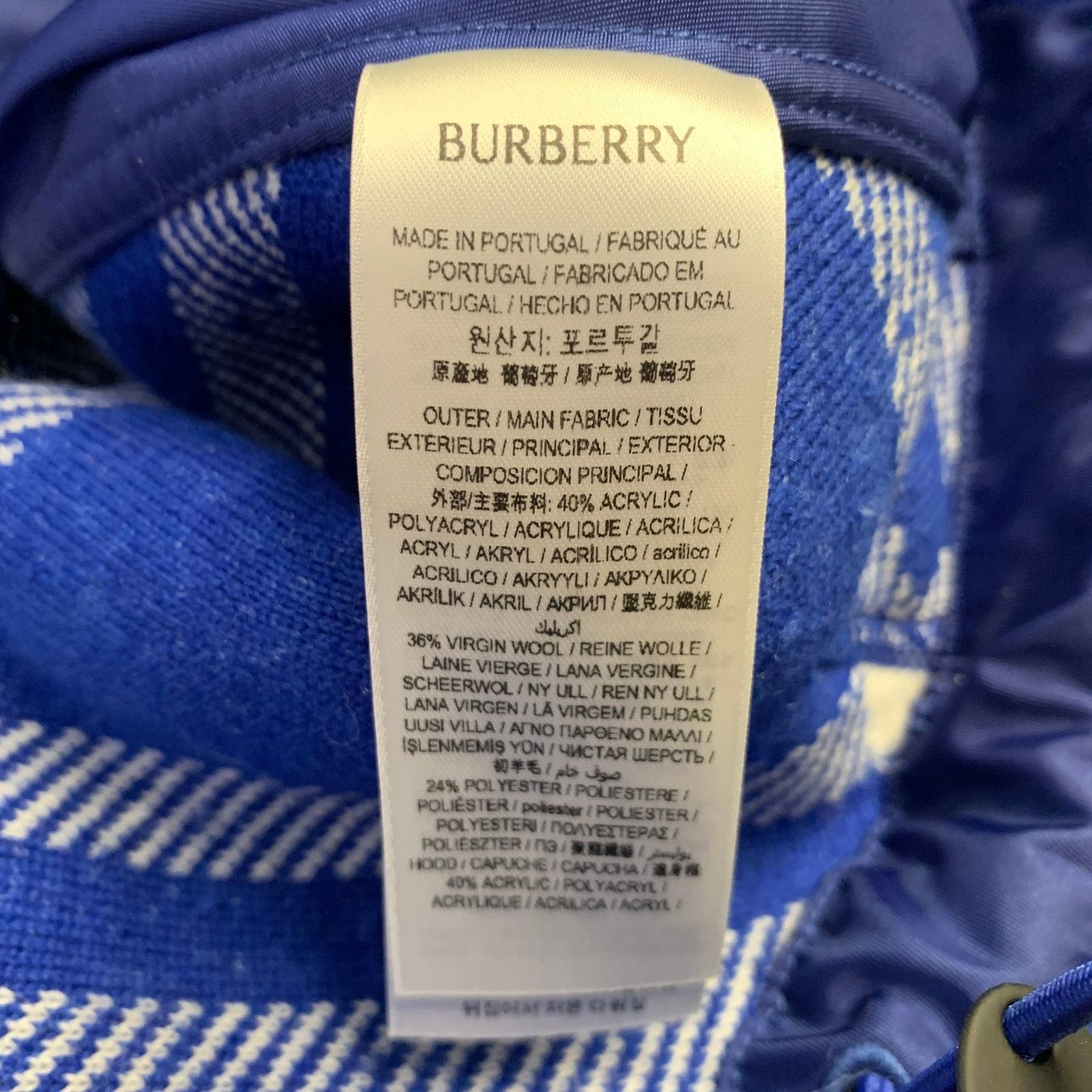 Burberry XS Blue White Plaid Acrylic Blend Fleece Hoodie Pullover Size US XS / EU 42 / 0 - 7 Thumbnail
