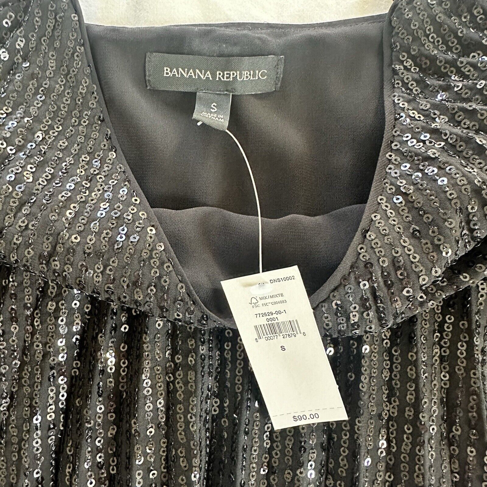 Banana Republic Banana Republic Black Pleated Sequin Trapeze Tank Small NWT Size S / US 4 / IT 40 - 6 Thumbnail