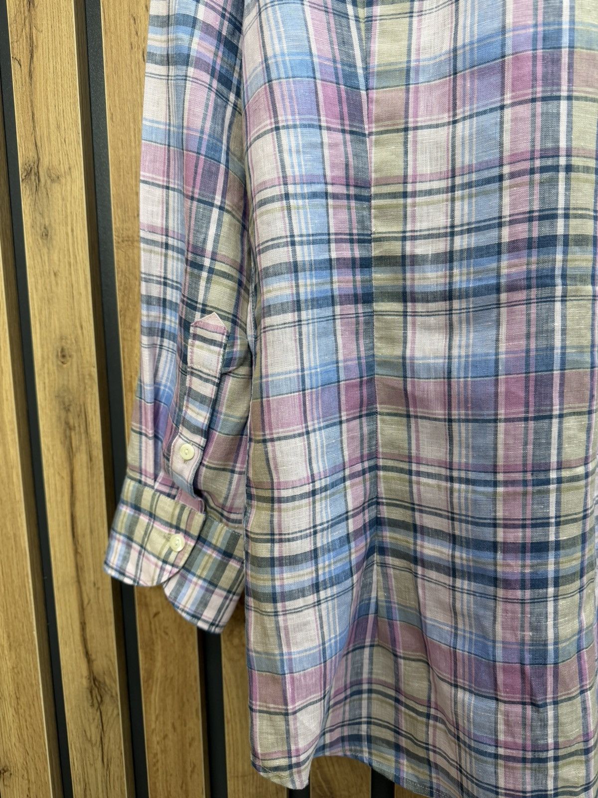 Tintoria Mattei Tintoria Mattei 954 100% Linen Plaid Shirt Size 41 16 Size US L / EU 52-54 / 3 - 8 Thumbnail