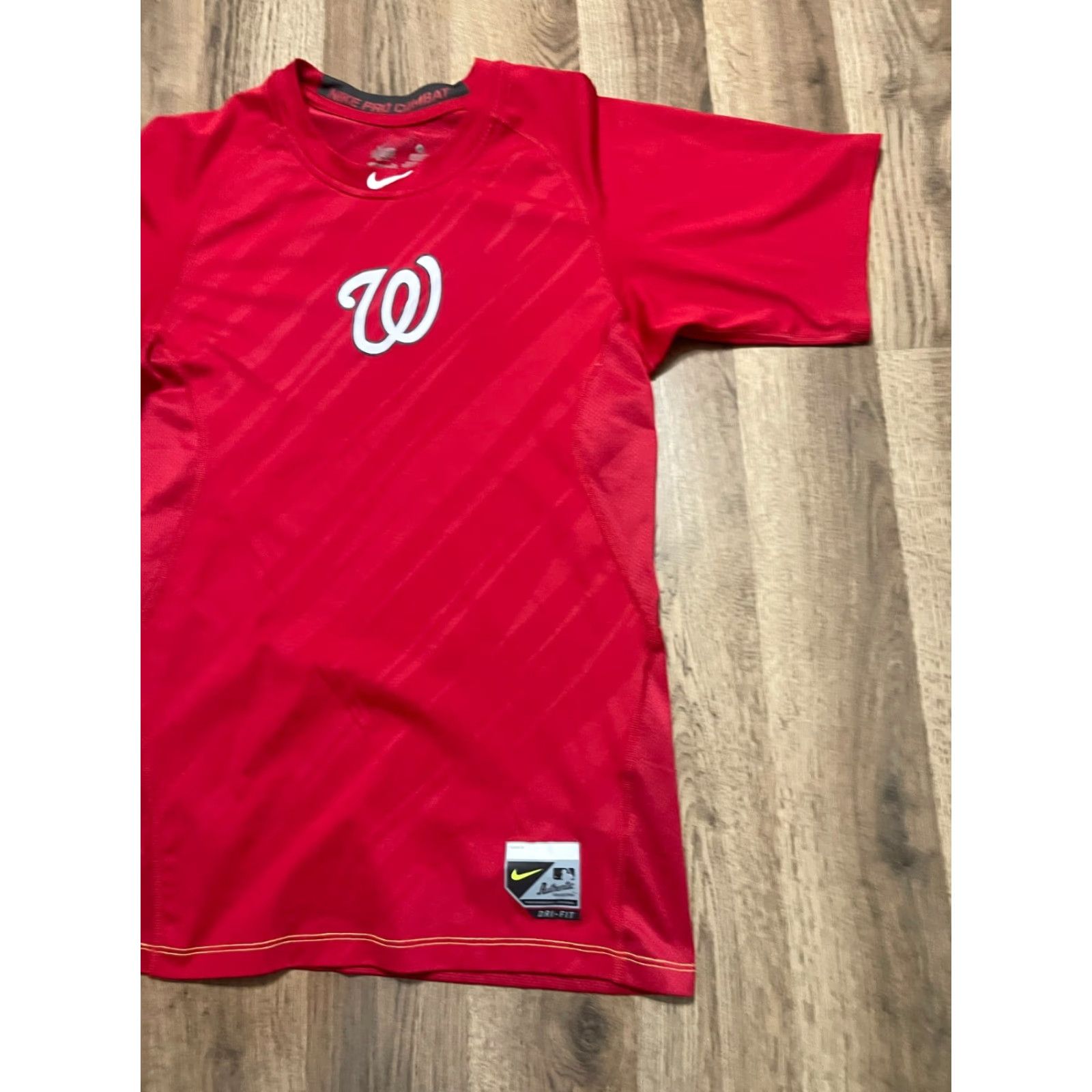 Nike Nike Shirt Men's Small Red Washington Nationals MLB Athletic Pro Combat Shirt Short Sleeve White, Nike Mens Small T-Shirt Size US S / EU 44-46 / 1 - 4 Thumbnail