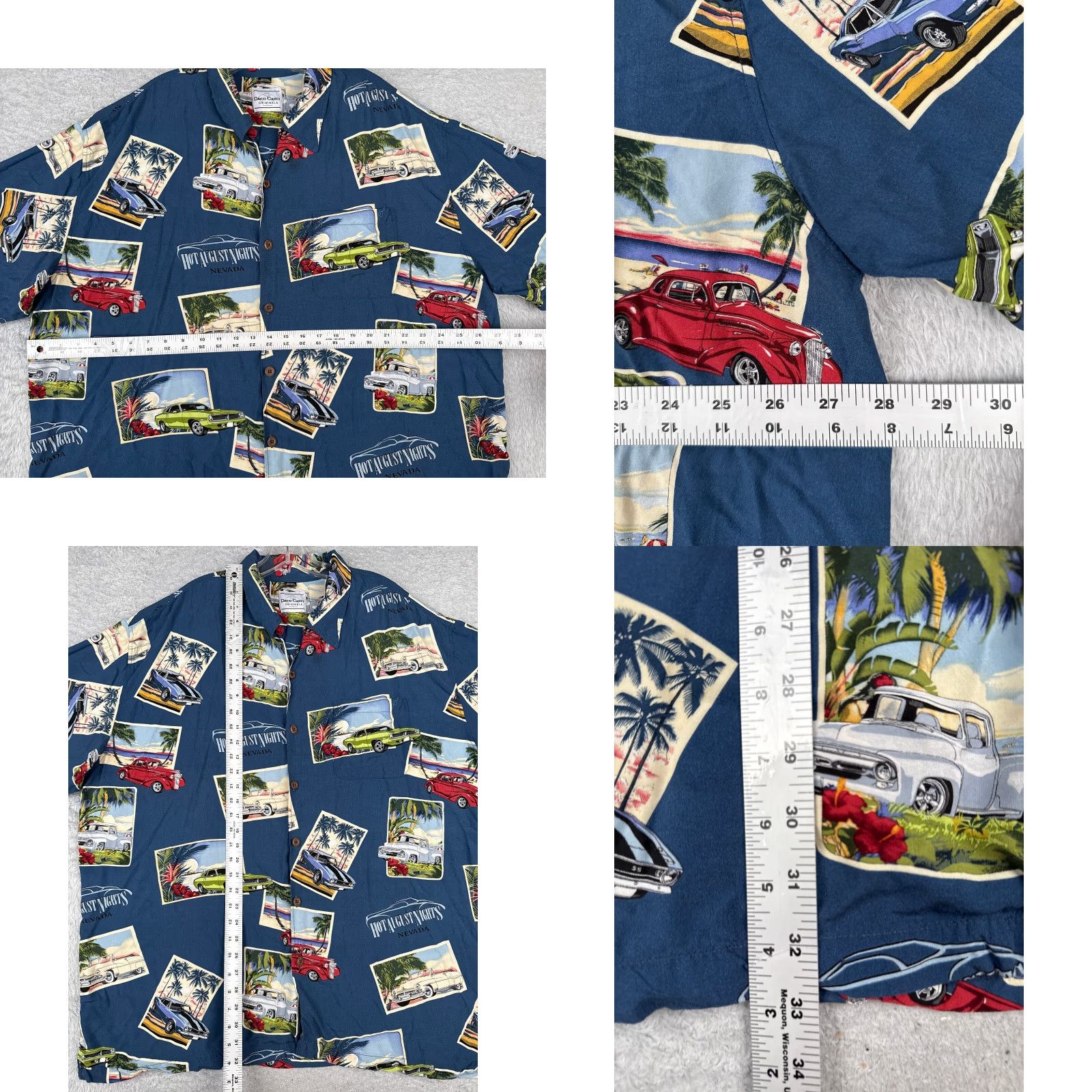 Vintage VINTAGE David Carey Shirt Adult 3XL Blue Cars Hawaiian Nostalgic Car Show Mens 3XL Blue Shirt Size US XXL / EU 58 / 5 - 8 Thumbnail