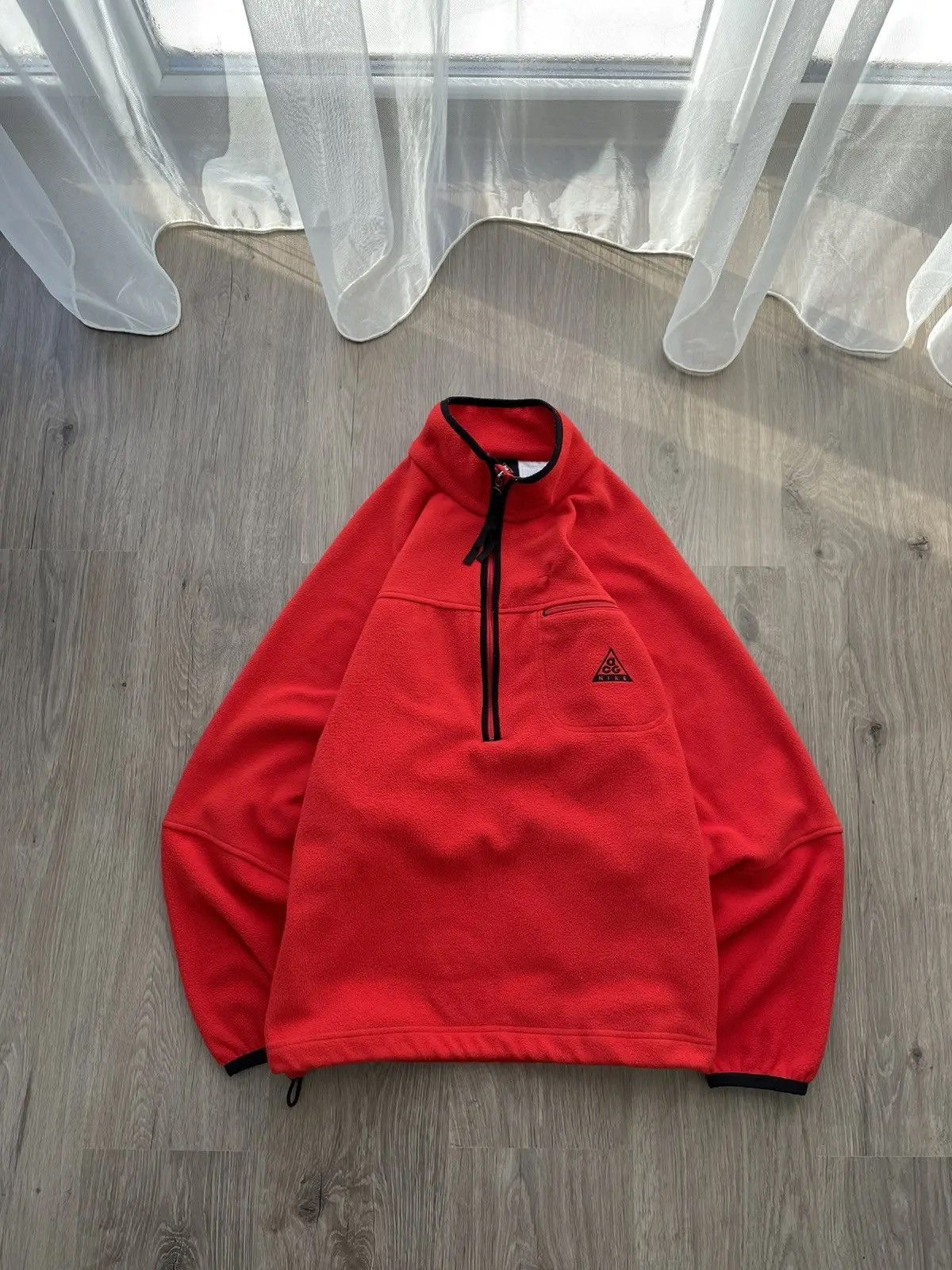 Nike × Nike ACG × Vintage Vintage Nike ACG Fleece Jacket Red Y2K big Logo Size US M / EU 48-50 / 2 - 12 Thumbnail