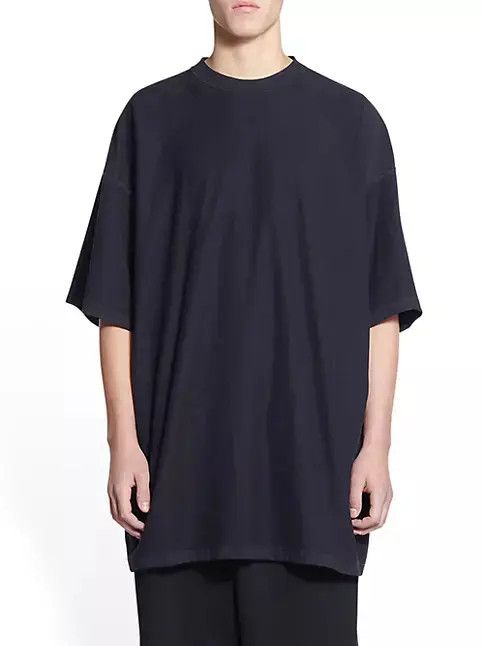Balenciaga o1w1db10325 Tab T-Shirt Oversized in Overdyed Black Size US XXL / EU 58 / 5 - 4 Thumbnail