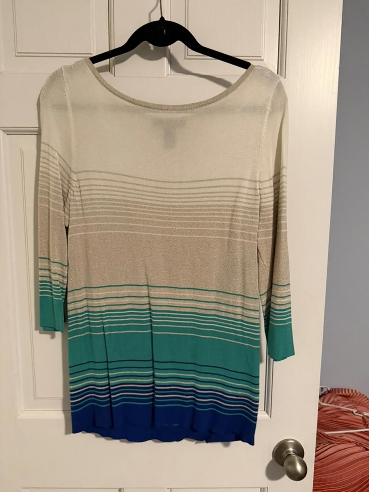 Other White House Black Market Striped Rayon Blend Sweater Top, L Size L / US 10 / IT 46 - 4 Thumbnail
