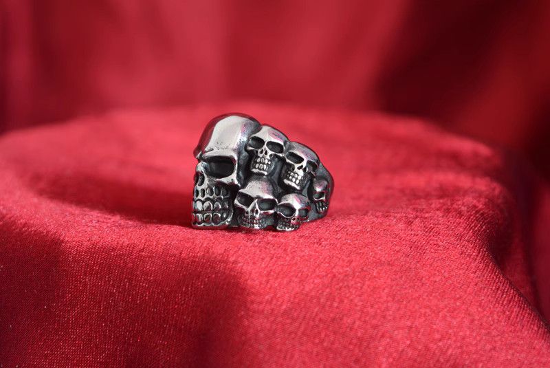 Jewelry Skull Dark Jewelry Rings Open Size Chrome Ring (Size 7-13) Size ONE SIZE - 4 Thumbnail