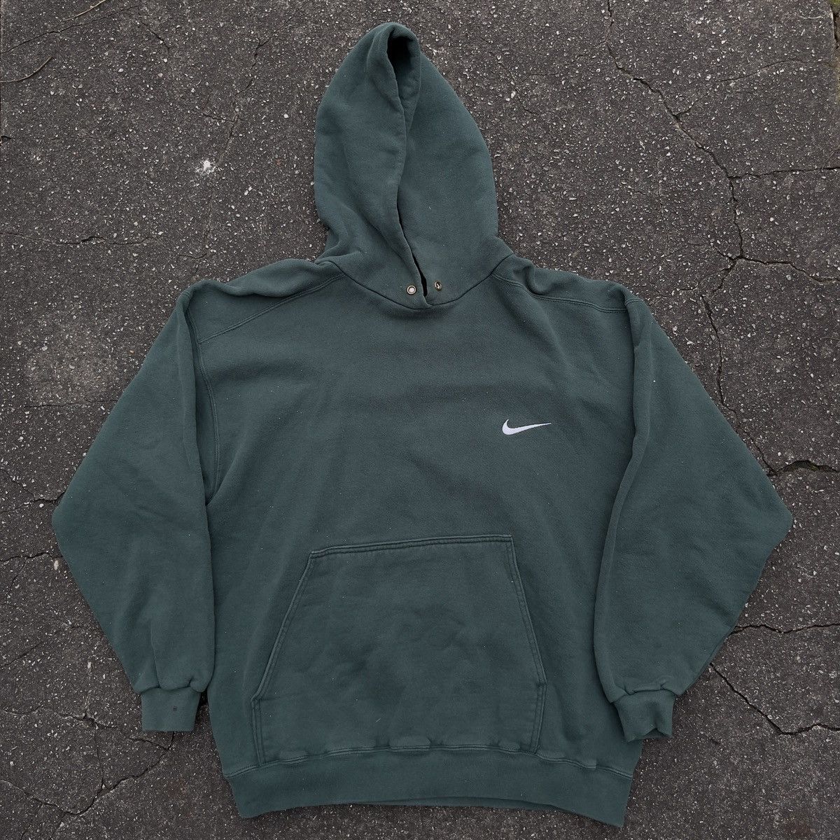 image of 90’S Thrashed Forest Green Nike Hoodie in Faded Green, Men's (Size Medium)