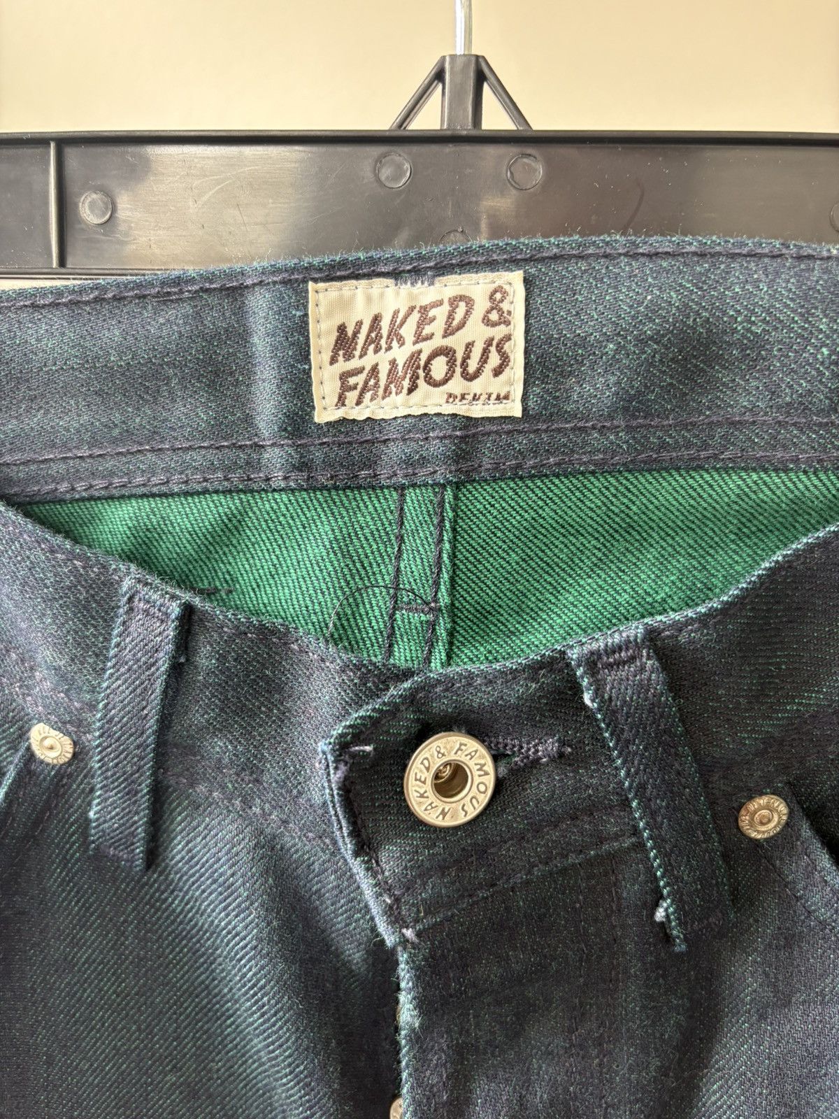 Naked & Famous Weird Guy Green Weft Selvedge Size US 29 - 4 Thumbnail