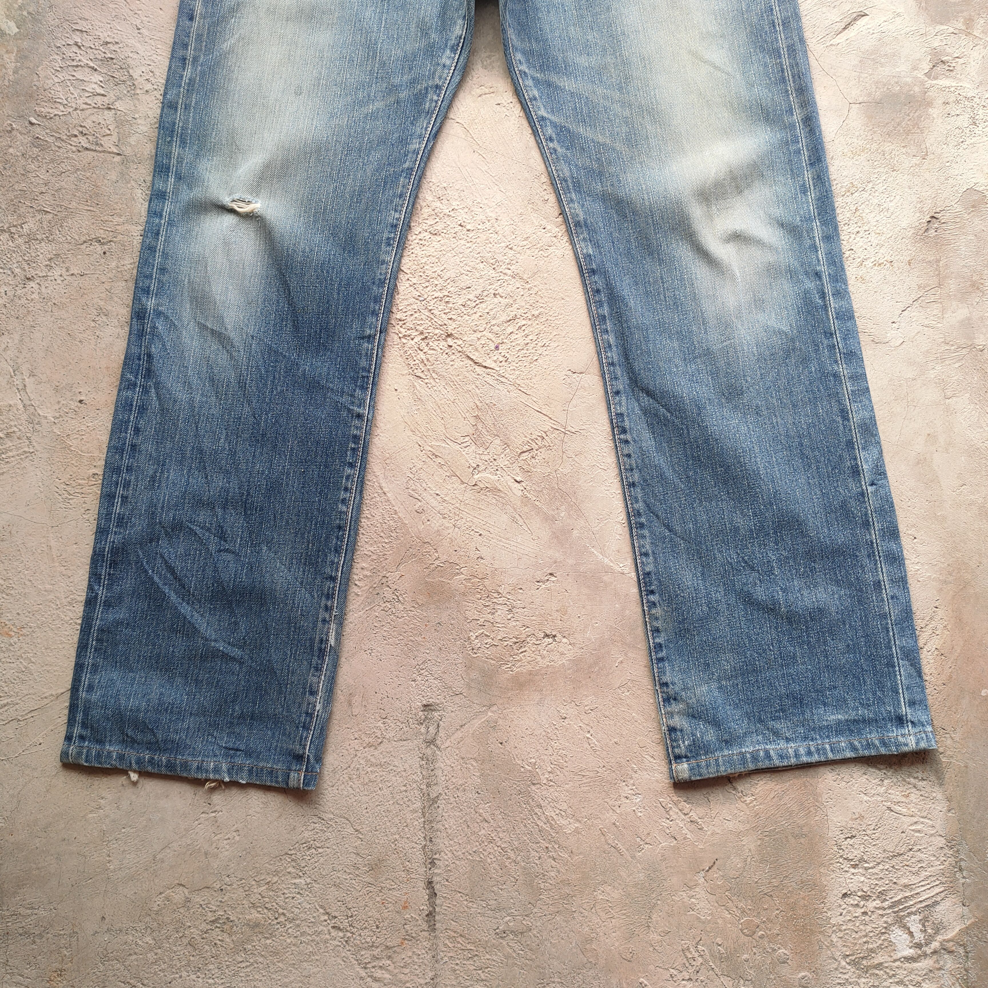 Edwin # VINTAGE EDWIN 505 FADED OREN TAG RIPPED JEAN PANTS Size US 34 / EU 50 - 4 Thumbnail
