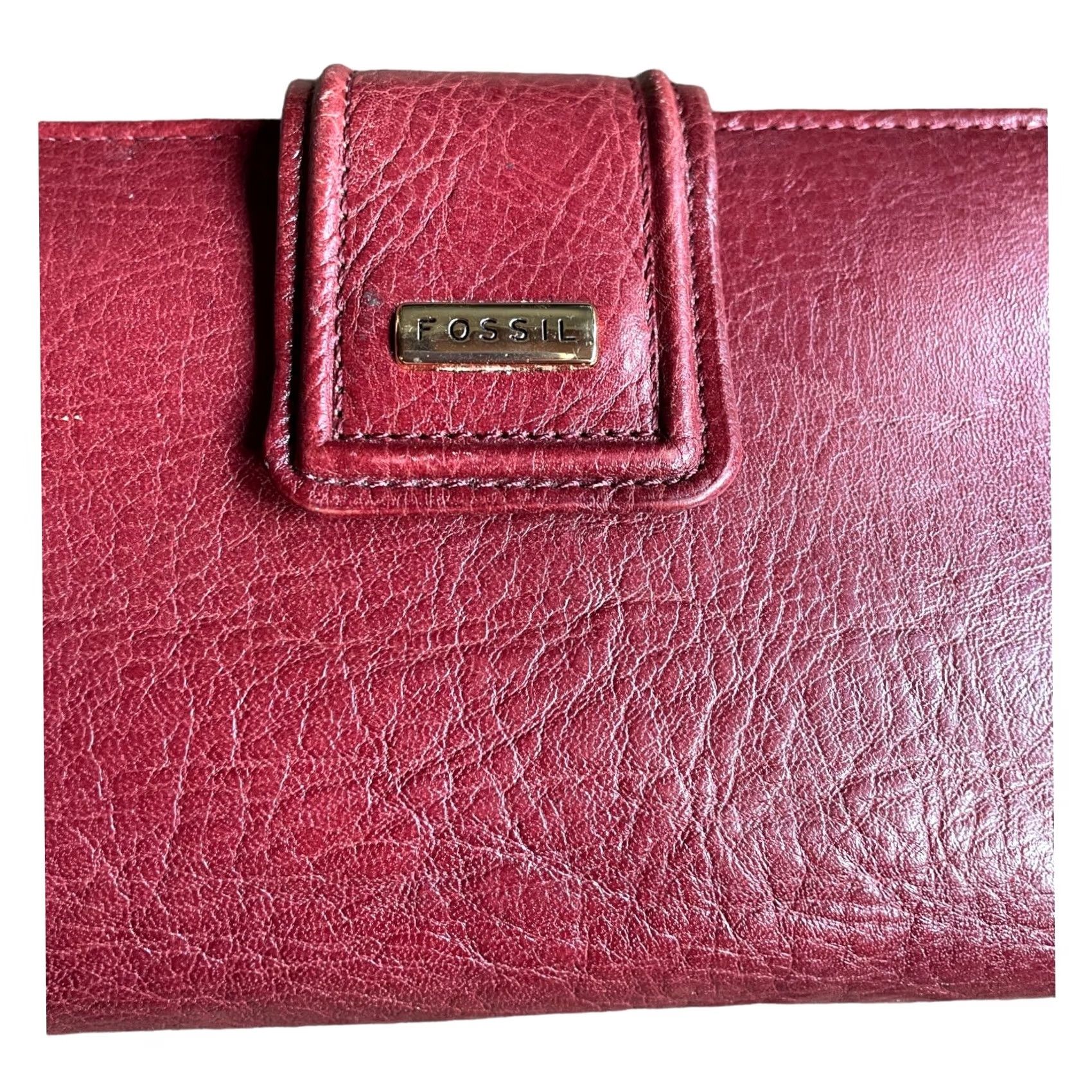 Fossil VINTAGE Fossil Madison Full Zip Clutch Women’s Leather Wallet Red Credit Card Holder Size ONE SIZE - 4 Thumbnail